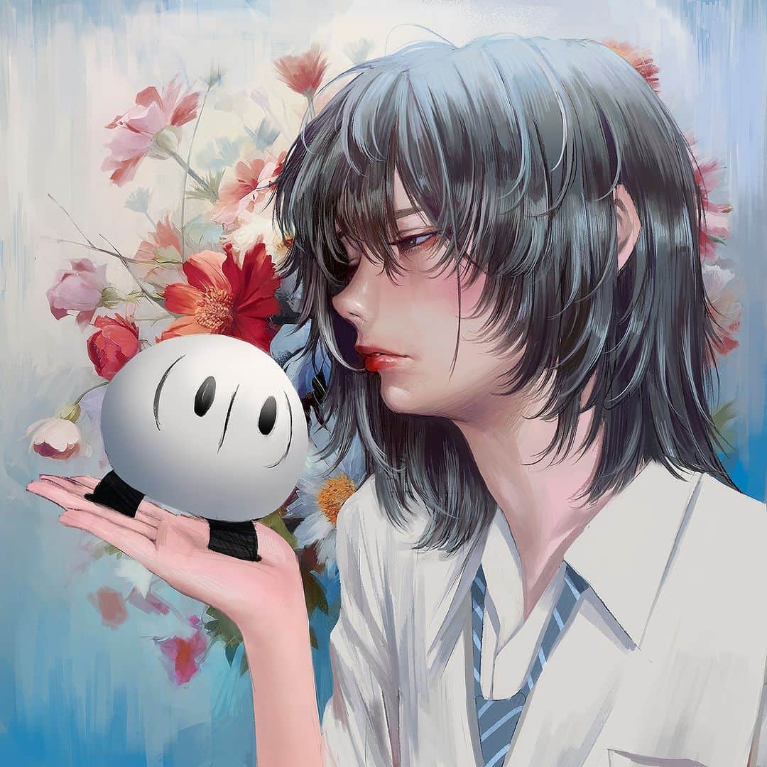 wataboku Girlsのインスタグラム：「無題  Giclee print on canvas, oil-based pen, acrylic medium, 410 x 410 mm (S6)  Solo Exhibition 📷mob creche 10th Anniversary Uchibori Simpe 8th Solo Exhibition ［ 会期 ］2023年9月4日(月)〜 2023年9月10日(日) ［ 時間 ］11:00 〜 20:00 ［ 会場 ］渋谷ヒカリエ8/ CUBE1,2,3」