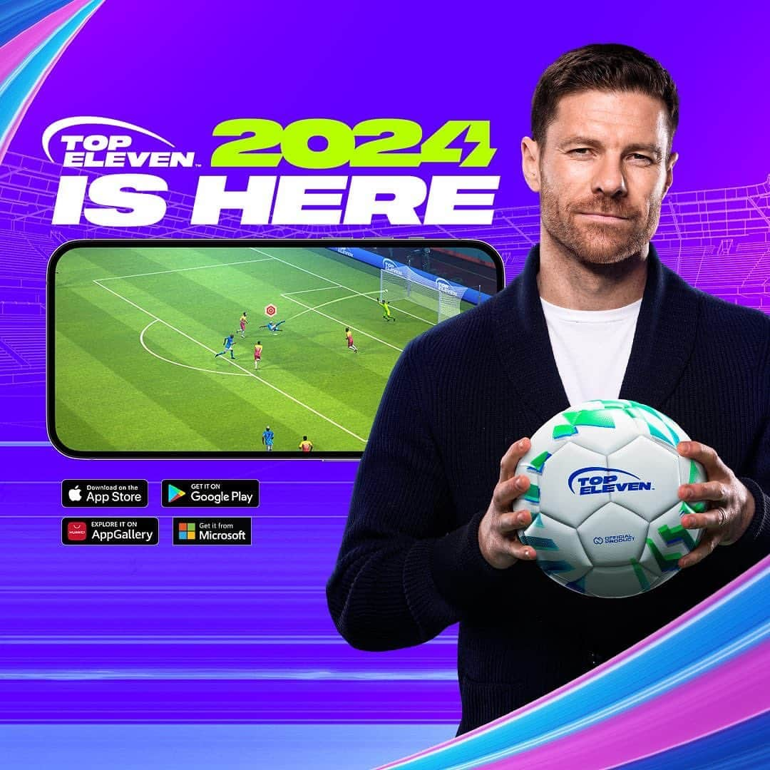 シャビ・アロンソのインスタグラム：「Top Eleven 2024 has arrived! Download now to check out supercharged 3D live matches with incredible new features and manage your club to the top! #ad」