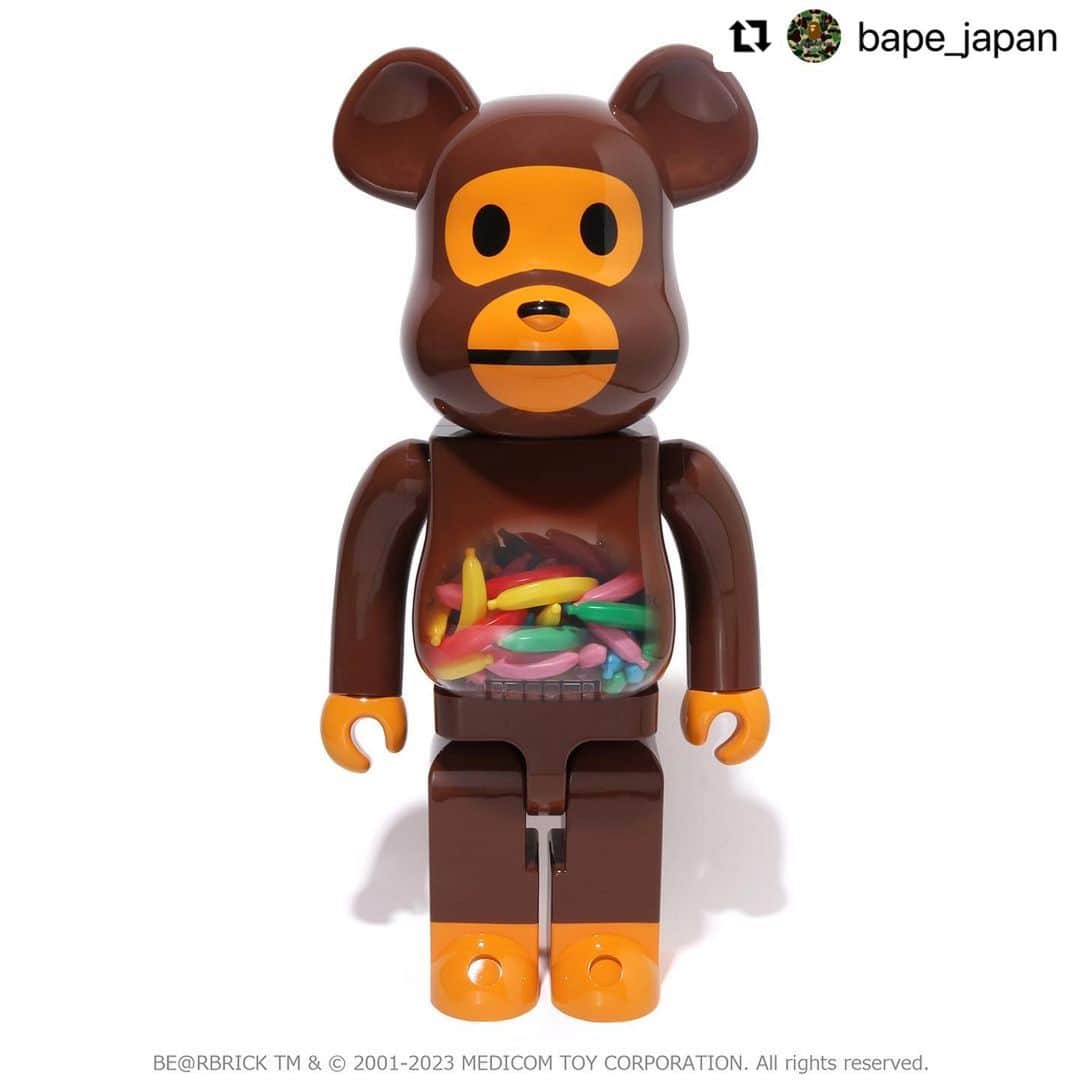 MEDICOM TOYさんのインスタグラム写真 - (MEDICOM TOYInstagram)「#Repost @bape_japan with @use.repost ・・・ The upcoming BABY MILO® x BE@RBRICK features BANANA in the belly! A limited number of new products will be available to commemorate the 30th anniversary. From A BATHING APE®'s popular character "BABY MILO®" comes a new "BANANA Ver." BE@RBRICK, available in limited quantities.  This highly anticipated product will be available at BAPE.COM and at authorized A BATHING APE® stores from Saturday, September 9th.  @medicom_toy   #bape #babymilo #bearbrick  #medicomtoy #bape30」9月8日 20時55分 - medicom_toy