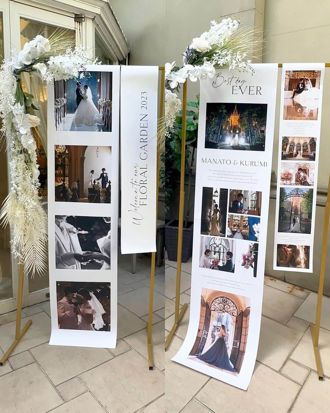 ベストブライダル公式のインスタグラム：「~ 他の投稿はこちらから @bestbridal.jp 次に流行るnext trend item はこれ！~  ﹋﹋﹋﹋﹋﹋﹋﹋﹋﹋﹋﹋﹋﹋﹋﹋﹋﹋﹋﹋﹋﹋  日々トレンドが変化するウエディングアイテム  本日はおふたりらしくウェルカムスペースを 彩ることができる素敵なアイテムのご紹介  人気のコッパースタンドとバナーを掛け合わせた 《ウェルカムバナースタンド》  前撮りのお写真を沢山使って 世界に一つのオリジナルのアイテムに😊  ベストブライダル会場でスタンド付きで こちらのアイテムをご案内startいたします💐  詳しくはお問い合わせくださいませ  \ウェディングフォト募集中/ @bestbridal.jp をフォローして、 お写真の投稿をお待ちしております  当アカウントでリグラムOKなベストブライダルの卒花嫁orプレ花嫁の皆様は、#ベストブライダル花嫁 もしくは #BB花嫁 のハッシュタグをつけて投稿をお願いします🌿  ※BB花嫁に投稿があったお写真をリグラムする際は、 個別にご連絡は行っておりません。予めご了承ください  \ブライダルフェアの予約について💐/  アカウントプロフィールのURL先、 各会場のHPもしくはDMよりご予約を承っております。 どんな式場が自分に合うかわからない、結婚式をするか迷っている...など些細なご質問でもお気軽にDMにてご相談ください✴︎」