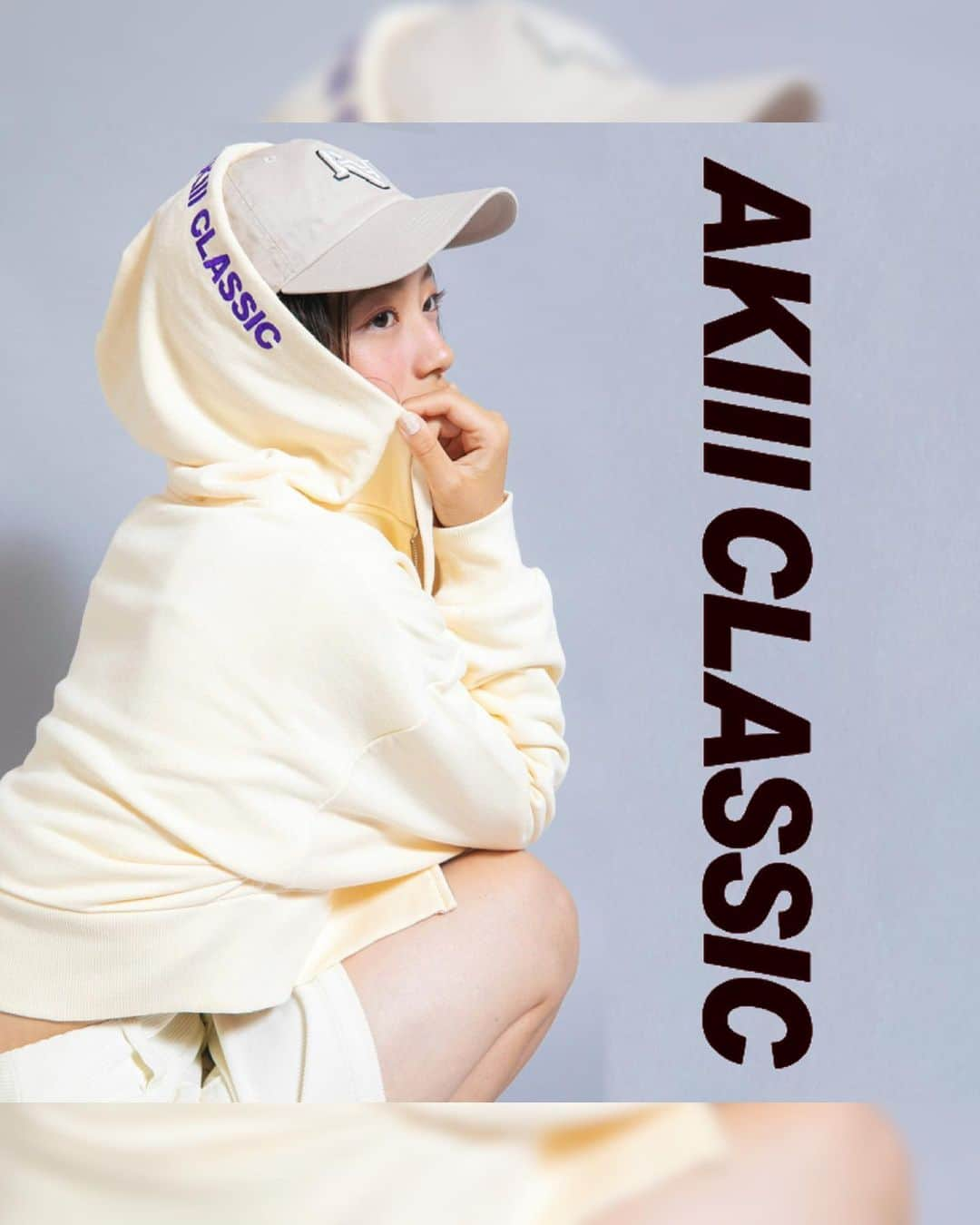 PINK-latteのインスタグラム：「AKIII CLASSIC×PINK-latte  一足先にコラボビジュアルを公開しちゃいますっ！  ◾︎ ウエストゴムロンT ¥4,389(税込)  ◾︎ 短丈パーカー ¥5,489(税込)  ◾︎ 短丈総柄パーカー ¥6,589(税込)  ◾︎ コーデュロイスカート ¥5,390(税込)  ◾︎ ジャージワンピース ¥7,689(税込)  ◾︎ イニシャルロゴキャップ ¥4,290(税込)  ◾︎ ショートパーカー ¥6,589(税込)  #アキクラシック #akiiclassic #ピンクラテ #池端杏慈」