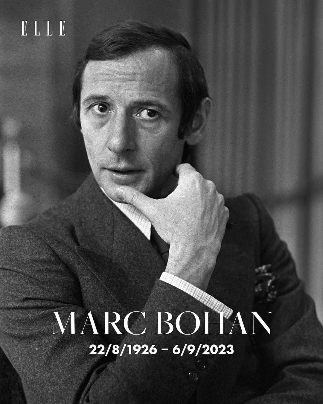 ELLE Brasilのインスタグラム：「Responsável pelos designs da Dior de 1961 a 1989, Marc Bohan morreu aos 97 anos de idade, nessa última quarta-feira, 06.9, em Châtillon-sur-Seine, na França.  O estilista sucedeu Yves Saint Laurent, quando este precisou deixar a Dior para cumprir o serviço militar. Bohan, no entanto, permaneceu no cargo por quase três décadas e alcançou, assim, o feito de ter trabalhado por mais tempo na maison do que o próprio fundador, Christian Dior.  Maria Grazia Chiuri, atual diretora artística da casa, chegou a homenagear o legado do designer em sua coleção de verão 2022. Bohan criou a silhueta que ficaria conhecida por Slim Look, com tailleurs de cortes retos e comprimentos encurtados, refletindo as mudanças sócio-culturais da década de 1960.  Em um comunicado na página da Dior, no Instagram, a marca afirmou: “A Dior lamenta profundamente a morte de Marc Bohan, criador visionário e apaixonado que marcou profundamente a história de nossa Maison. A sua originalidade extraordinária e o seu jeito vanguardista vão para sempre inspirar os nossos designers.”」