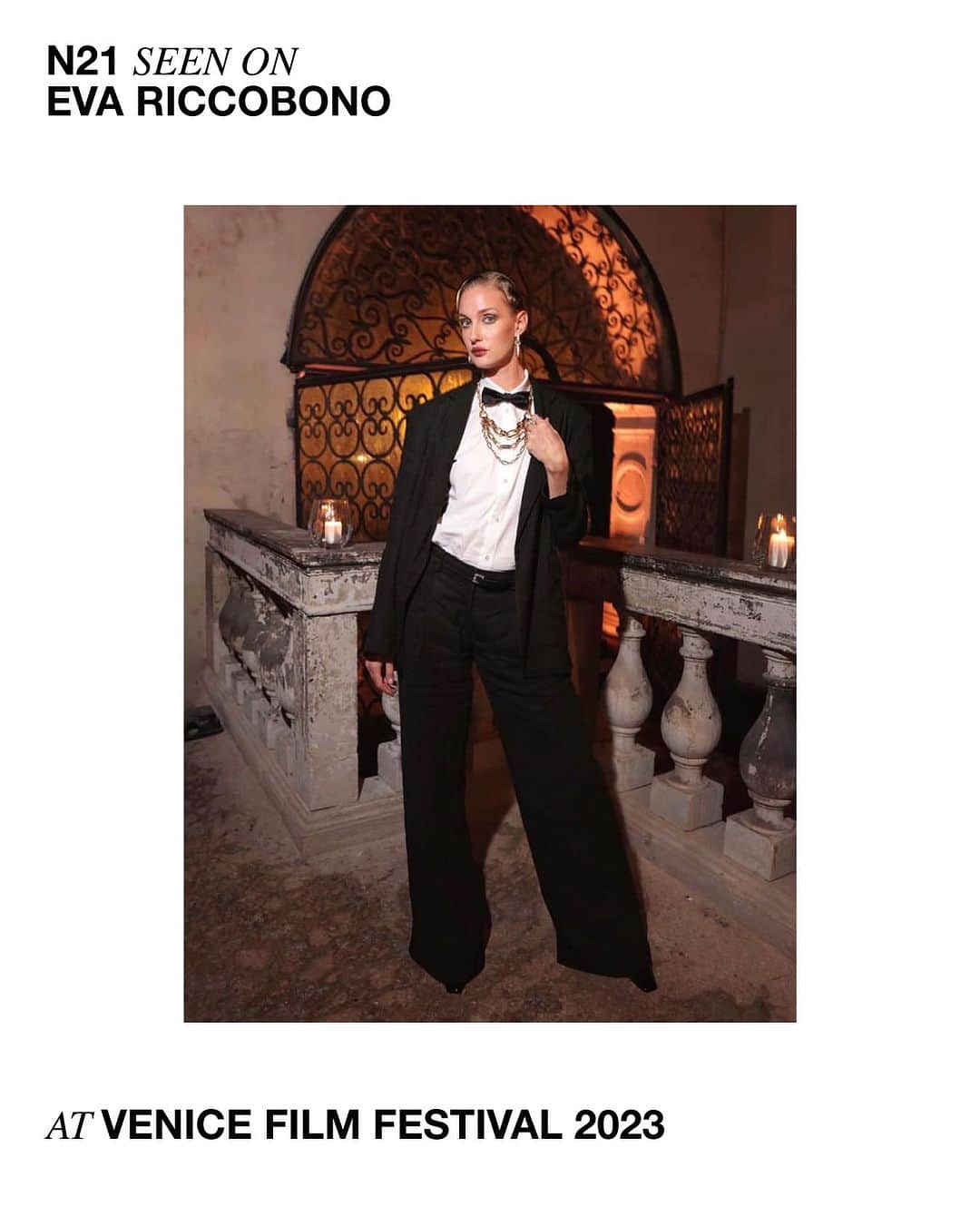 ヌメロ ヴェントゥーノさんのインスタグラム写真 - (ヌメロ ヴェントゥーノInstagram)「@evariccobono wears N21 Resort 24 Womenswear Collection at @labiennale Film Festival 2023, Venice.  Styled by @micheladan   #N21Resort24 #N21 by #AlessandroDellAcqua」9月8日 22時15分 - numeroventuno
