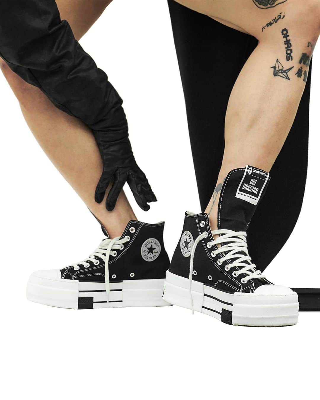 converseのインスタグラム：「@rickowensonline designed a new edition of his Converse x DRKSHDW DRKSTAR Chuck 70, this time with an elevated double-stacked platform sole⚡#CreateNext   Grab your limited-edition pair today on Converse.com.」