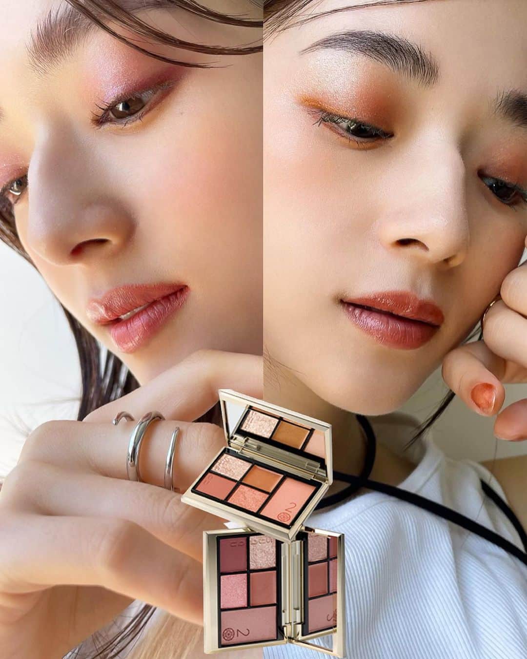 谷口翠彩のインスタグラム：「💐𝑆𝑈𝑄𝑄𝑈 20𝑡ℎ 𝑎𝑛𝑛𝑖𝑣𝑒𝑟𝑠𝑎𝑟𝑦 𝑐𝑜𝑙𝑙𝑒𝑐𝑡𝑖𝑜𝑛 💐 @suqqucircle  @suqqu_official   9月15日に発売する、 𝗦𝗨𝗤𝗤𝗨「20th アニバーサリー コレクション」  どちらにしようか、悩んでいる方へ！ ご参考までに🙏🏻🩷🧡  多幸感溢れすぎている。💐  パレットひとつで、eye,cheekまで◎ ラメが今までのSUQQUのラメよりザクっとしていて キラキラ瞬く、美しく眩しい✨  合わせたリップも四季を表現するリップ4本の限定キット。 うち、春と秋を使用。  それぞれの詳細は後日載せていきます🙏🏻  . . .  #みどめいく#みどへあめいく #suqqu#suqquアイシャドウ#suqqu20th#suqqu20thアニバーサリー  #スック#スックアイシャドウ #イエベ#ブルベ#イエベ秋#イエベ春 #ブルベ夏」