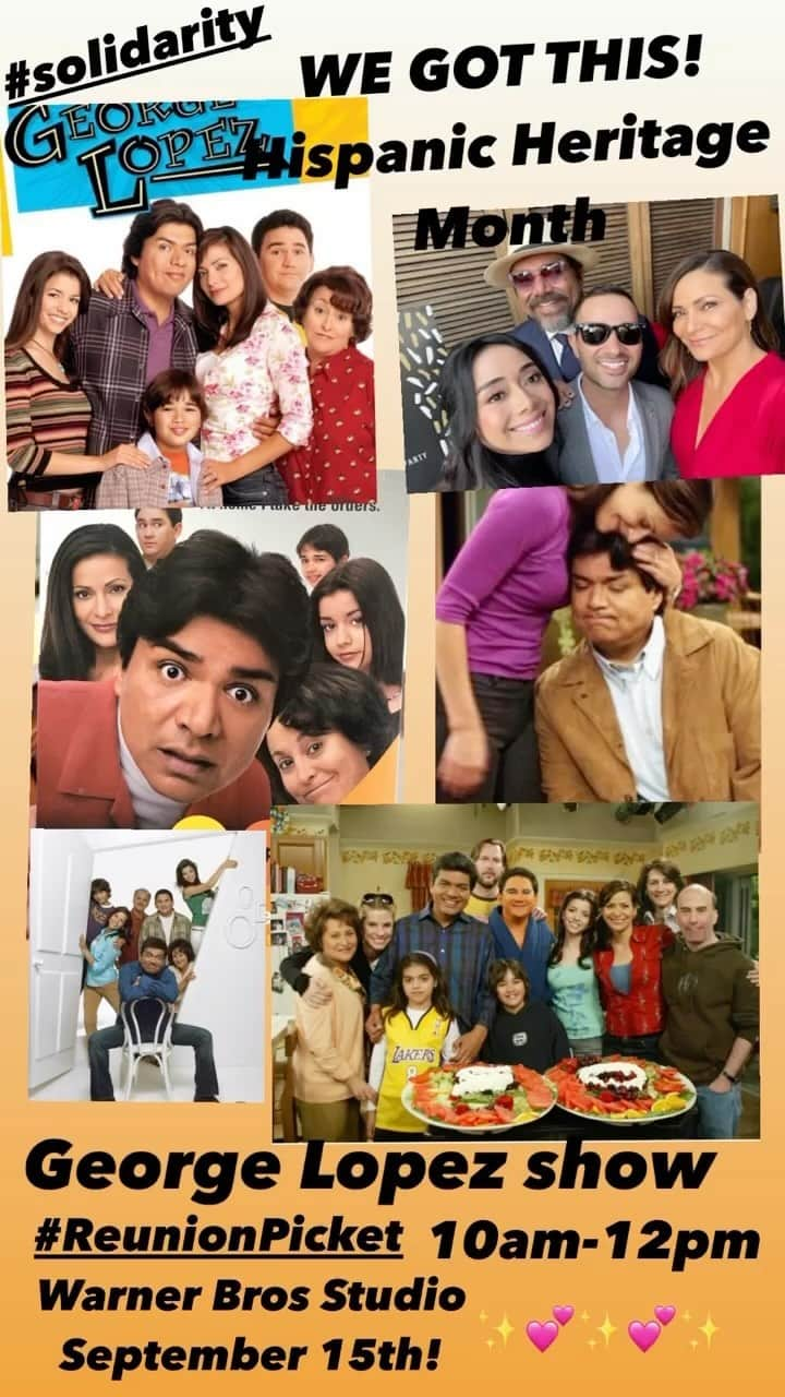 コンスタンス・マリーのインスタグラム：「Friends, Fans & Familia!!  In honor of Hispanic Heritage Month! ✨ Come, join us & show some solidarity at the George Lopez show Special Reunion Picket!!  When: Friday September 15th Where: Warner Bros Studios Time: 10-2pm  So many years, so much funny!✨😂✨💕✨ Can’t wait to show the big studios and AMPTP how much noise we can make!! You KNOW there will be music! You KNOW there will be dancing!! You KNOW there will be fun! Because that’s how we do!!! ✨💪🏽✨ It’s gonna be a special #FeelGoodFriday  ✨🎭💕✨🎬🎉✨💃🏽🕺🏽✨💕✨ Tell your friends!!!! And Tias! ‘Caus you KNOW they will get the word out!! And the @latinasactingup will be there too!! ✨💃🏽✨ #LetsDoThis #friday  #representationmatters #Latino #Latina #Latinx #Latine #Hispanic #HispanicHeritageMonth #GeorgeLopezShow #ForYou #ForYouPage」