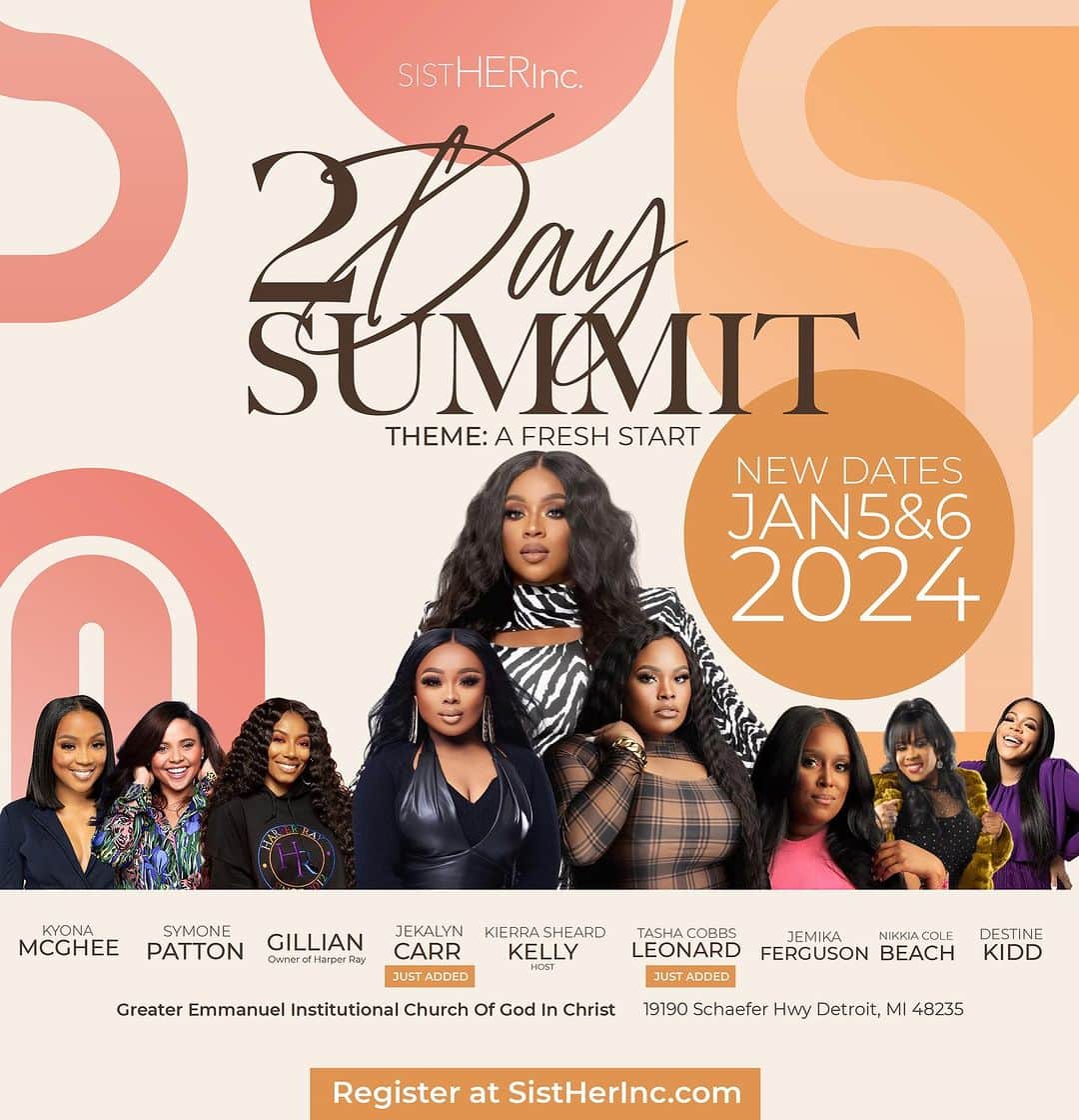 のインスタグラム：「Hey Sis! Check out the new dates for our 2 Day Summit and look at who we’ve added! I’m so excited to start the new year with you! You’ve been registering and now you have more time! Tag a sister/friend below to meet us there! At the SistHer Summit @sistherinc!   Stay tuned for more additions! Two days of epicness!!!」