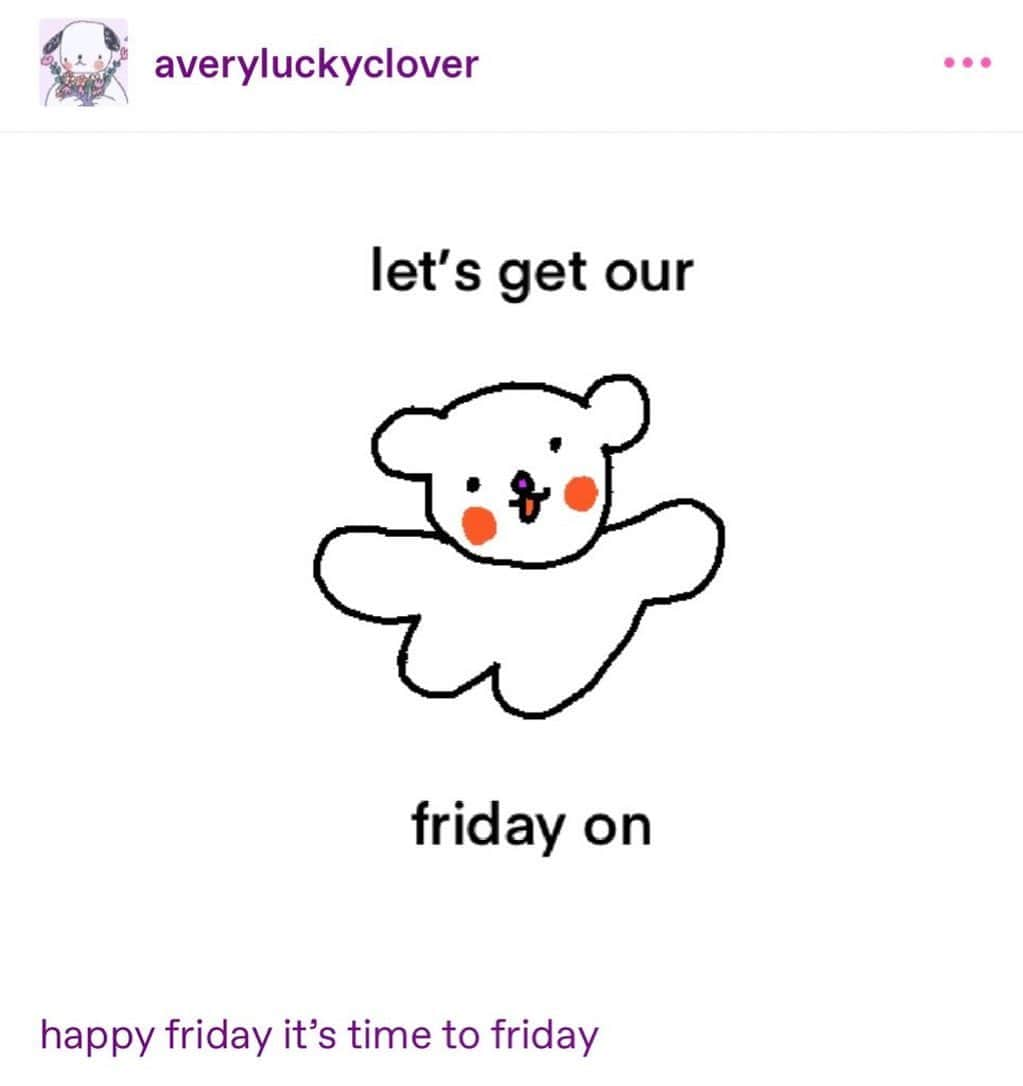 Tumblrのインスタグラム：「friday!!!!!!1  art by @veryluckyclover / tumblr.com/averyluckyclover」