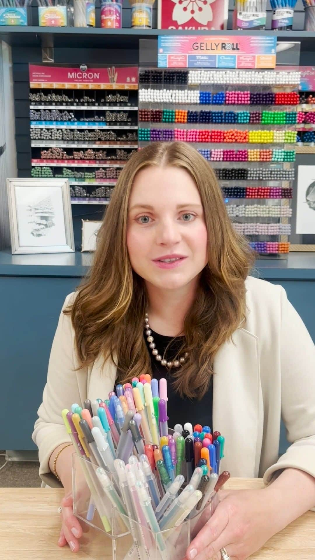 Sakura of America（サクラクレパス）のインスタグラム：「Happy Friday, Sakura Friends! Today is our last day with the amazing Casey from Innovation. She's wrapping up our week with a fun discussion about Gelly Roll pens and what makes them one of our top lines. Thank you all for talking technical qualities with us this week, and thank you to Casey for explaining everything so well for us!  Have any questions for Casey? Drop them below and we'll get some answers for another round. 🙌」