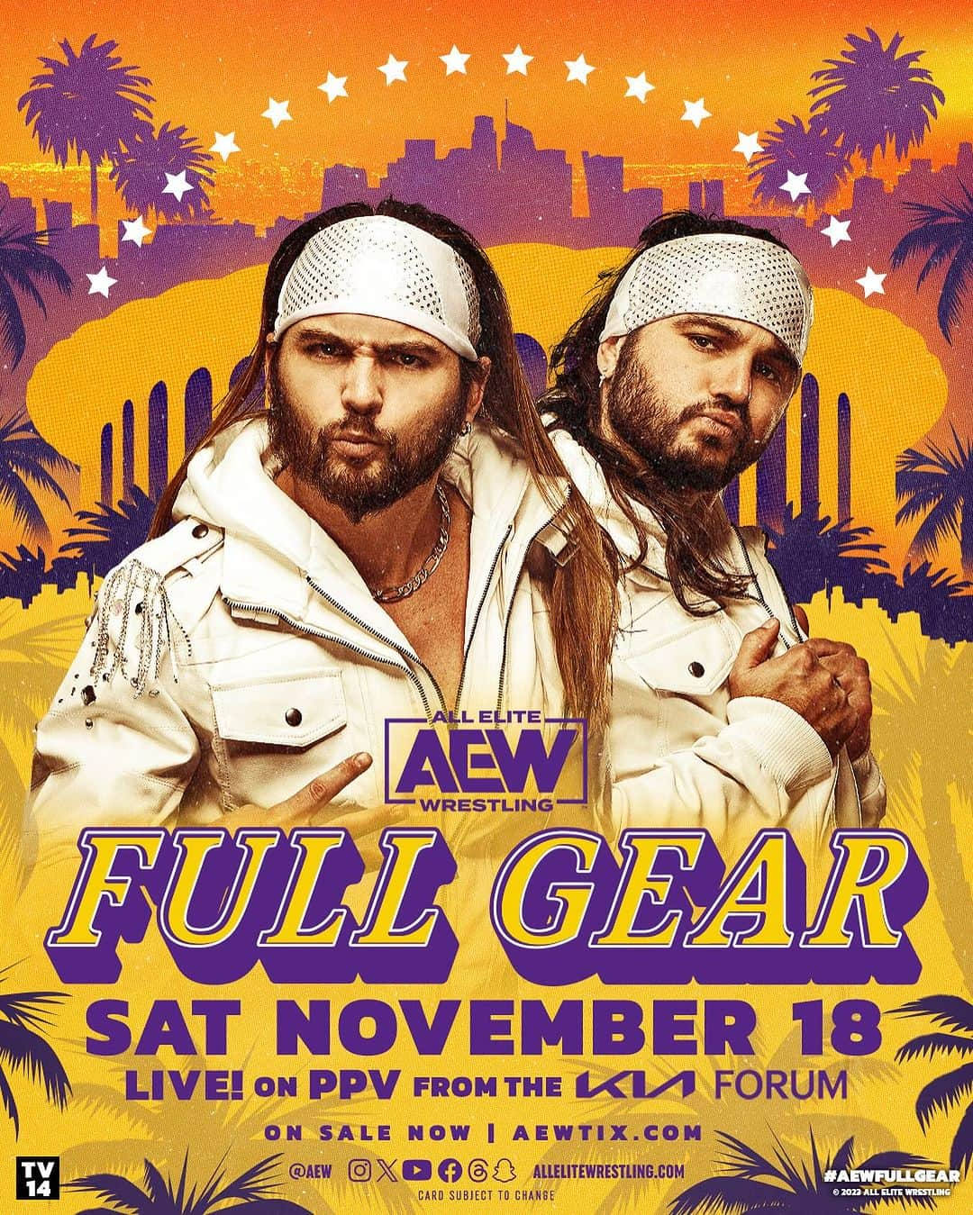 マット・ジャクソンのインスタグラム：「#AEW and the #YoungBucks @nickjacksonyb & @mattjackson13 are returning to the Fabulous @thekiaforum in Los Angeles, CA for the FIRST #AEW PPV in the SoCal area, #AEWFullGear, LIVE on Saturday, November 18th!  Tickets are ON SALE NOW! 🎟 AEWTIX.com | Link is in the bio!」