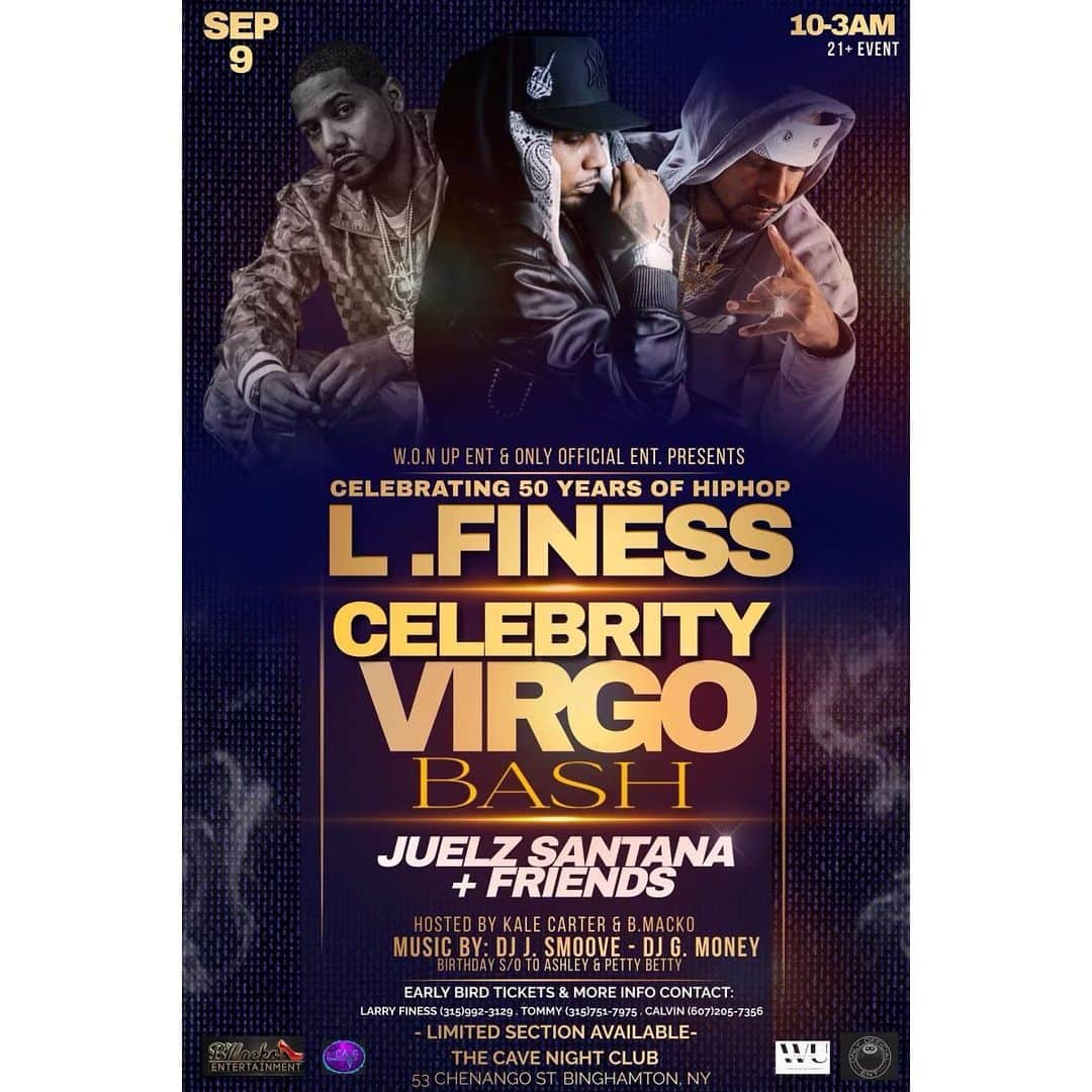 ジュエルズ・サンタナのインスタグラム：「2MORRO NIGHT 2nd STOP…. BINGHAMTON We Live @ The CAVE… BIGGEST VIRGO BASH BIG Ⓜ️OTION…. DONT MISS IT….. 💯✔️」