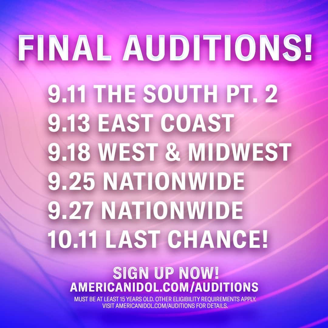 アメリカン・ブロードキャスティング・カンパニーのインスタグラム：「Time’s running out! There’s only 6️⃣ DATES LEFT to audition for @americanidol! Sing for a producer from home and be the next superstar! 🤩」