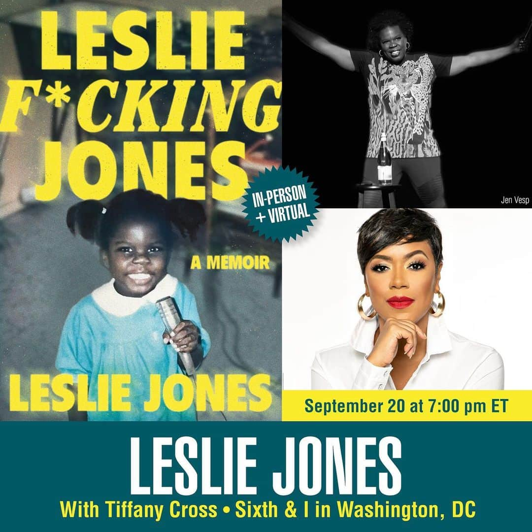 レスリー・ジョーンズのインスタグラム：「Come join me in D.C. at @sixthandi where I’ll be talking about my new book LESLIE F*CKING JONES with @tiffanydcross. Get your tickets now at the link in my bio.  #lesliefckingjones #iamlesliejones #booktour」