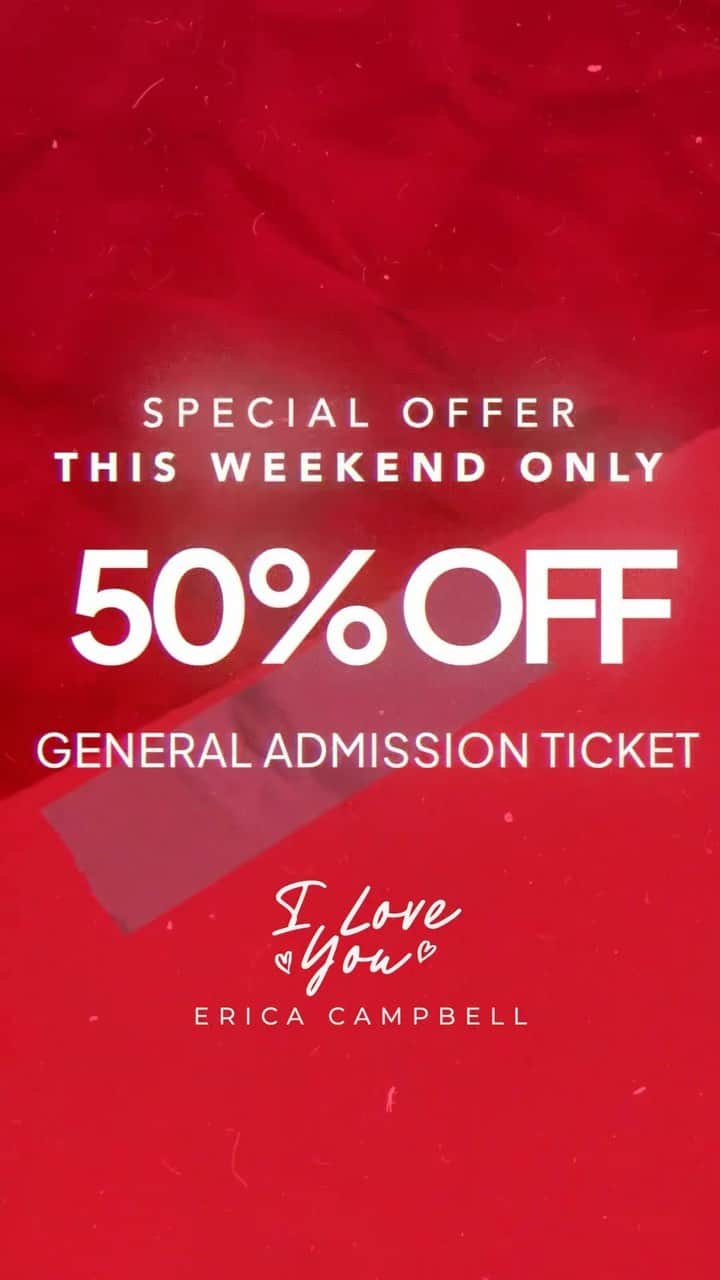 エリカ・キャンベルのインスタグラム：「Want to come to my show at @sonyhall? But haven’t bought your ticket yet?   Now is your chance to take advantage of a special offer! That’s right…THIS WEEKEND ONLY…purchase a General Admission ticket and receive 50% OFF using promo code ILOVEYOU  #TeamEC, hurry and run to SONYHALL.COM now!   . . . . . .  #EricaCampbell #ECILoveYou #ILoveYou #letsparty #nycevents」