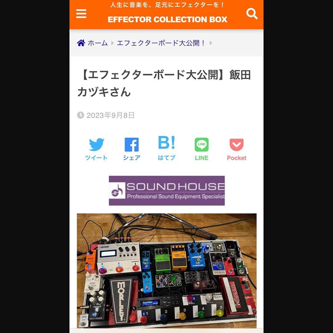飯田カヅキのインスタグラム：「エフェクター専門サイト EFFECTOR COLLECTION BOXさんで 俺のエフェクターボードが紹介されています。嬉しい。良かったら覗いてみてくださいね。  【エフェクターボード大公開】飯田カヅキさん｜エフェクター専門サイト EFFECTOR COLLECTION BOX  https://effectorbox.com/effectorboard-file-256/  #effectorcollectionbox #effecterboard #pedalboard #effecter #effectpedal #guitarpedal #guitar」