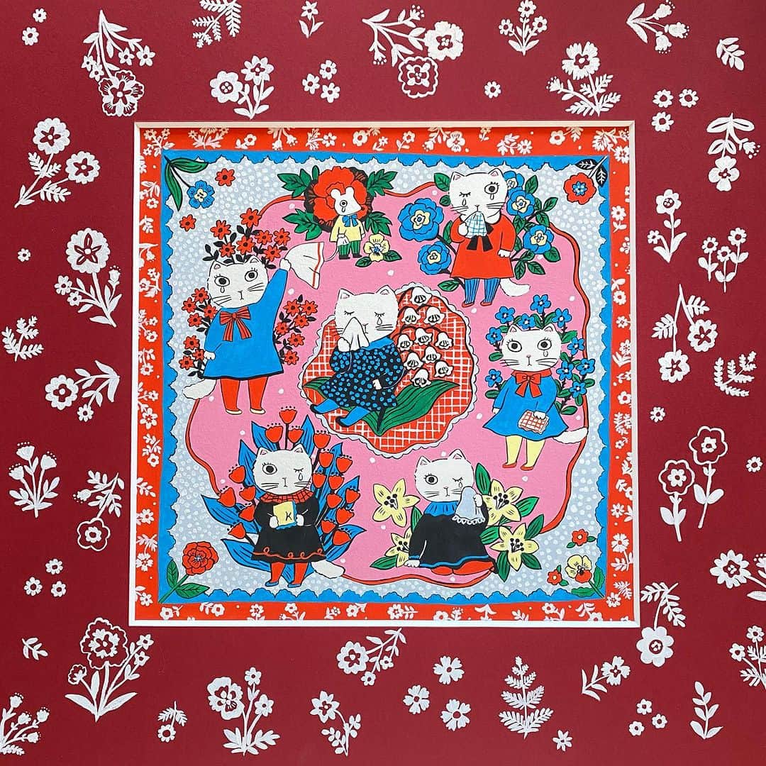 北岸由美のインスタグラム：「個展「マジカルサーカス」  @kilki_holiday さんのハンカチ原画も展示中です。 ハンカチはご好評いただき初日から売り切れてしまう柄もありましたが、再入荷しましたので今は全種類ご覧いただけると思います。  他にも作品集やポストカードなど完売してしまったアイテムも追加分を発送していますので、こちらは近々入荷予定です。 どうぞよろしくお願いします！ 作品集はサイン入りをご用意しています♡  作品展「Magical Circus」 阪神梅田本店8階　ハローカルチャー2 9月6日(水)〜12日(火) 最終日は午後5時まで  作品の通販をご希望の方は @artemis_art.messenger さんまでお問い合わせください。  #yumikitagishi #magicalcircus」