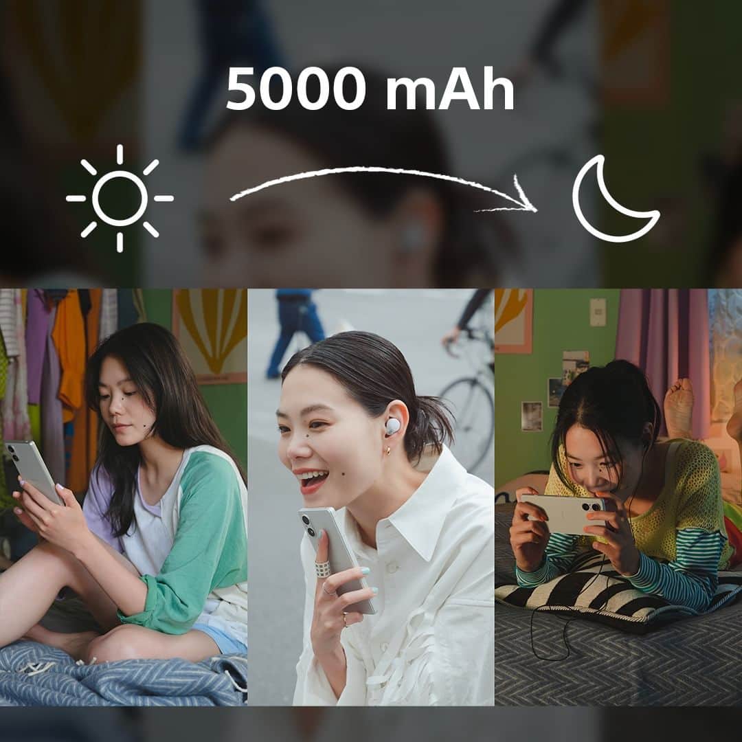 Sony Mobileのインスタグラム：「From dawn til dusk, go further with the 5,000 mAh battery of #Xperia5V.   With more than 24 hours of video from a single battery charge, do more of what you love – with up to 50% battery* left the next morning. *Results may vary dependent on usage.  #Sony #Xperia #SonyXperia #NextGenSensor #NewPhoneNewMe #3in2」