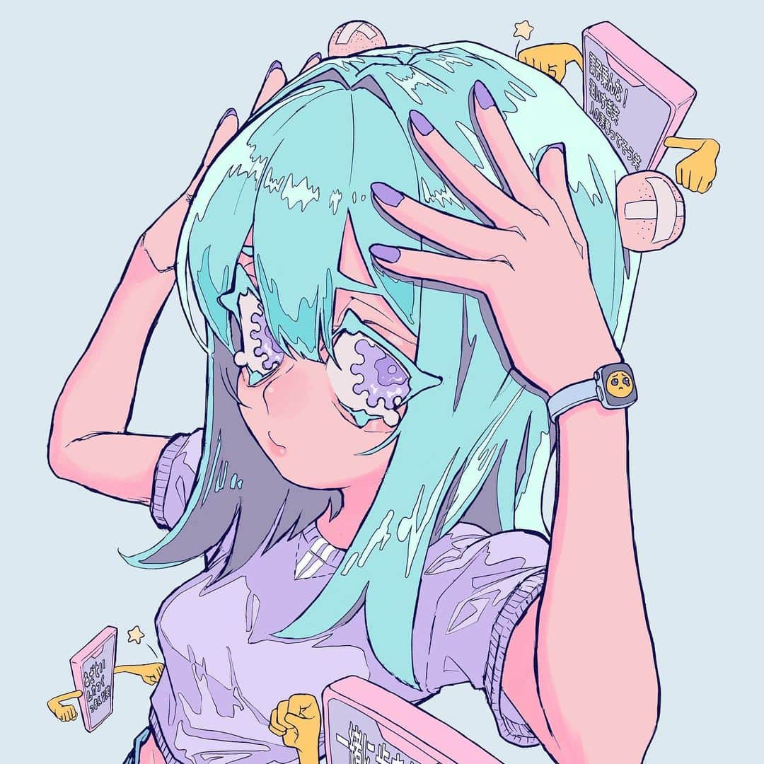 世津田スンのインスタグラム：「ネット民にポカポカ叩かれてる不憫な女の子  Internet violence  🔵#イラスト#アート#絵#画#イラストレーター#デザイン#イラストグラム#創作#絵描きさんと繋がりたい#人物画#ファッションイラスト#illustration#illustrator#art#design#drawing#artist#painting#artwork#sketch」