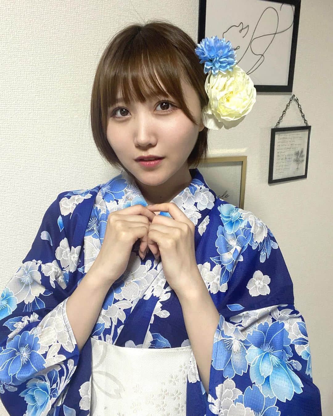 公野舞華のインスタグラム：「⁡ ⁡ ⁡ ⁡ また別の浴衣だよ〜😌 ⁡ 似合ってる？ ⁡ ⁡ ⁡」