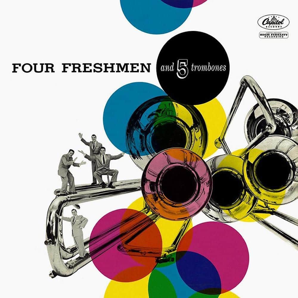 ブライアン・ウィルソンのインスタグラム：「The 1955 album Four Freshmen And 5 Trombones was the first record Brian bought. Said Brian “They had a demonstration booth where you could listen in the store and I found the Freshmen album. My mother said, ‘Do you really want to hear this?’ and I said, ‘Sure.’ So I went into the little booth and played it and fell in love with it. I love the sound of the trombones. Wonderful songs like ‘I Remember You’ and ‘Mam’selle’.”  #1955 #fourfreshman #trombones #demonstrationbooth」