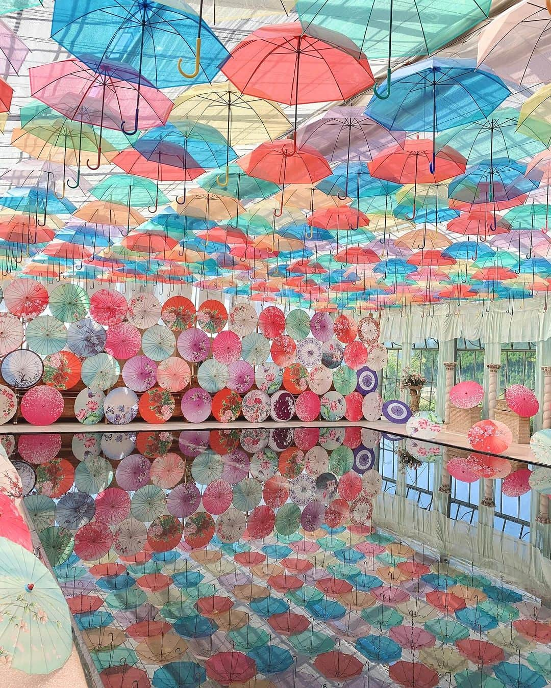 浅井麻里さんのインスタグラム写真 - (浅井麻里Instagram)「🌈福島県/猪苗代ハーブ園🌈 ⁡ アンブレラスカイ🌈☂️ ⁡ 福島県の猪苗代ハーブ園の アンブレラスカイと和傘のコラボ✨ とっても綺麗で圧巻の景色✨🥰 ⁡ わたし向こう岸の真ん中に立ってるの、わかるかな？ ⁡ 水面に映ってるのも幻想的💕☂️ ⁡ 実はこれ過去写真なんだけど、 まだ投稿できてなかったから投稿📸 ⁡ 福島県旅行の写真あっためてたのがあるので(笑) またそれも投稿していきますー♬ ⁡ ⁡ #アンブレラスカイ #photogenic #instagenic #旅女子 #タビジョ #福島 #福島旅行 #福島観光 #猪苗代ハーブ園 #猪苗代 #ハーブ園 #旅行 #インスタグラマー #フォトジェニック #国内旅行 #インスタジェニック #genic_japan #genic_travel #genic_trip #tabijyo #traveljapan #福島観光スポット #旅ライター #トラベルライター #絶景 #旅スタグラム #絶景スポット #アンブレラストリート」8月16日 21時29分 - mari_asai_625