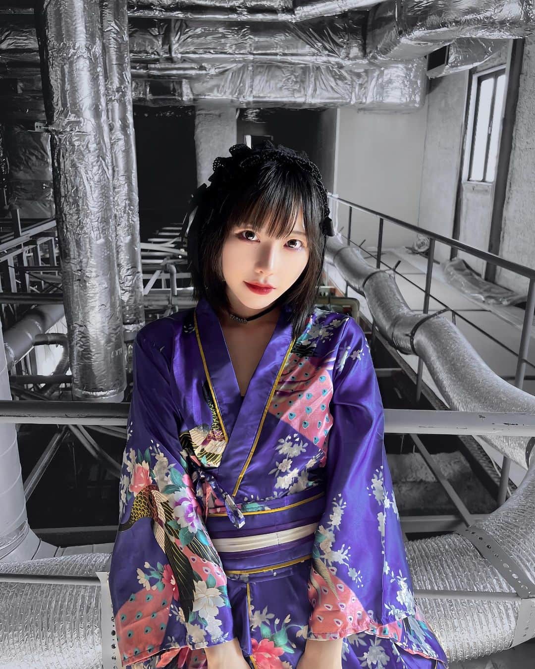 白釈迦遺さんのインスタグラム写真 - (白釈迦遺Instagram)「. 紫浴衣💜 Light roomで青を紫にしてみた。」8月16日 22時43分 - shaka_yui