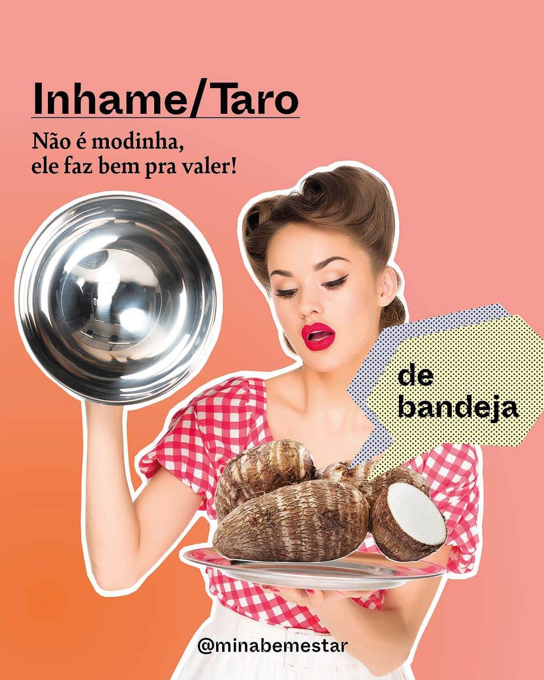 アンジェリカのインスタグラム：「Não é só modinha, o Inhame (ou taro) é um alimento super completo. E acredite: vai bem crocante com strogonoff e até batido com fruta. Vem no link da bio da @minabemestar pra ler os detalhes.」