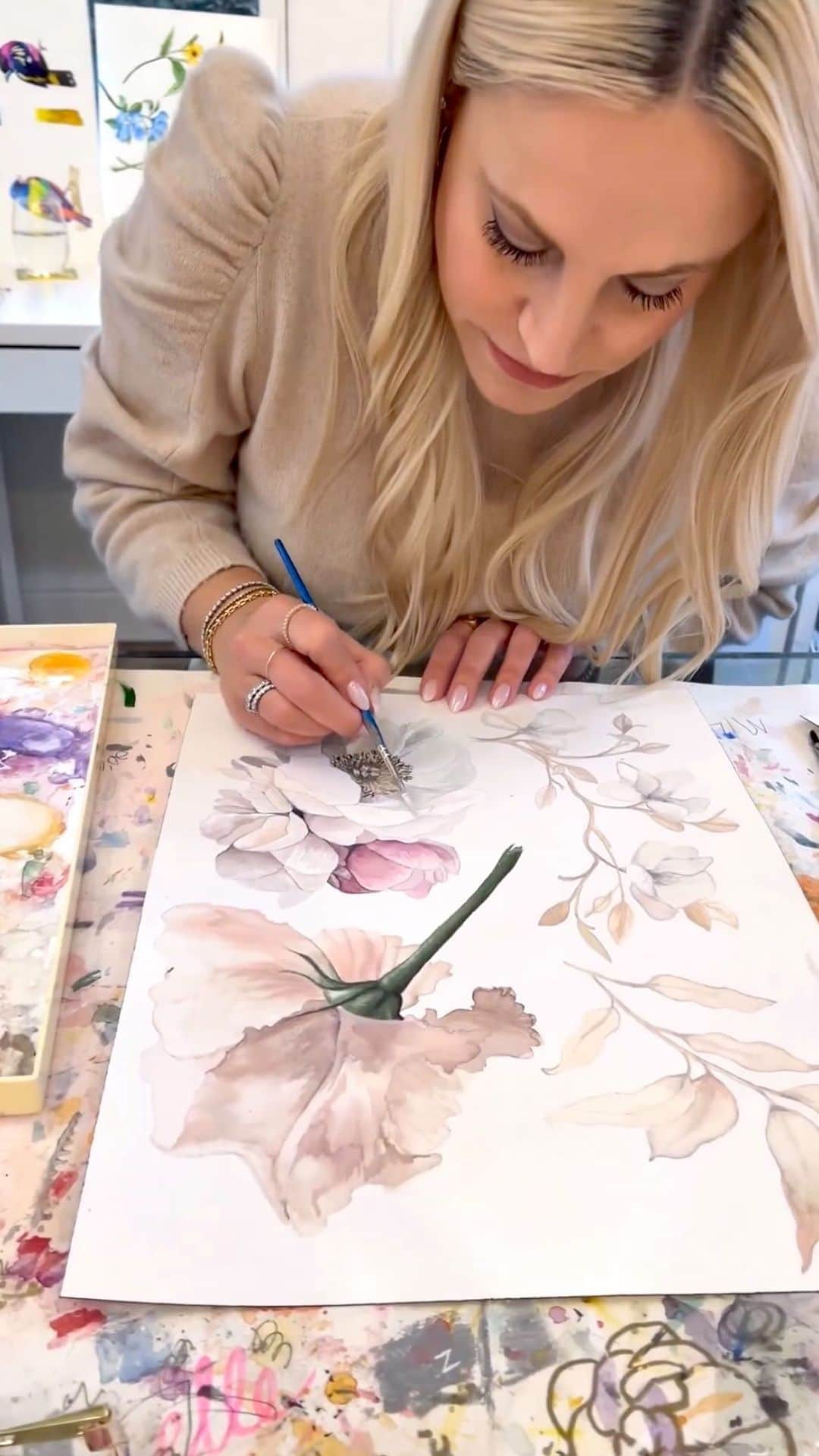 Ceci Johnsonのインスタグラム：「Meet the ‘Colette’  This floral watercolor is a @cecijohnson staple, a original design and floral arrangement of muted tones, blush and intricate, delicate details that bring together a romantic, ultra garden melody of elegance. Love this print? You can find an assortment of products that have this same design from our ready-to-ship wedding invitations, our event accessories and stationery and our newest arrival the #cecixbybiehle silk scarf collection.   Discover ‘Colette’ and all of our original #cecinewyork custom prints by visiting us online at cecinewyork.com   #coletteprints  #cecinewyork  #customwatercolor  #customdesign  #bespokeart  #watercolor  #floralprint  #weddinginvitations  #weddingstationery  #cecinewyork  #beautifyyourworld」