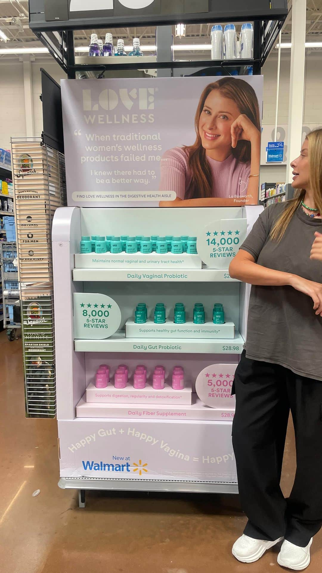 ロー・ボスワースのインスタグラム：「Hello from Arkansas 👋 Today I’m in Bentonville meeting with our @walmart buyer and checking out @lovewellness in stores!   What @lovewellness product are your most excited to find at Walmart and which one do you think we should add to stores? LMK 🫶」