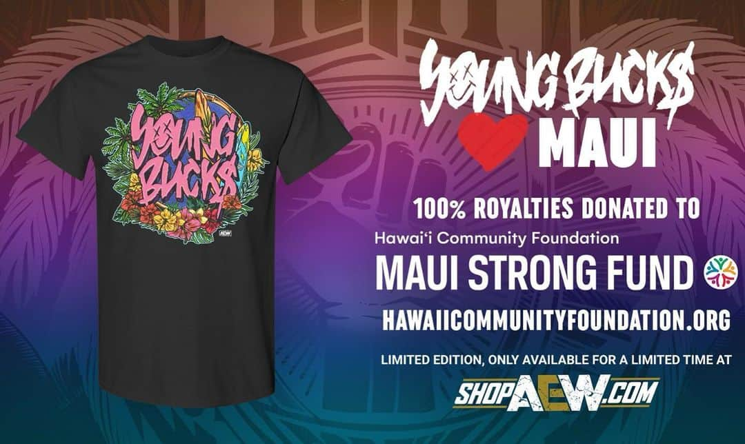 マット・ジャクソンのインスタグラム：「My heart breaks for the victims of the Maui wildfire. To support, we will be donating 100% of money earned from this t-shirt to Hawaiicommunityfoundation.org」