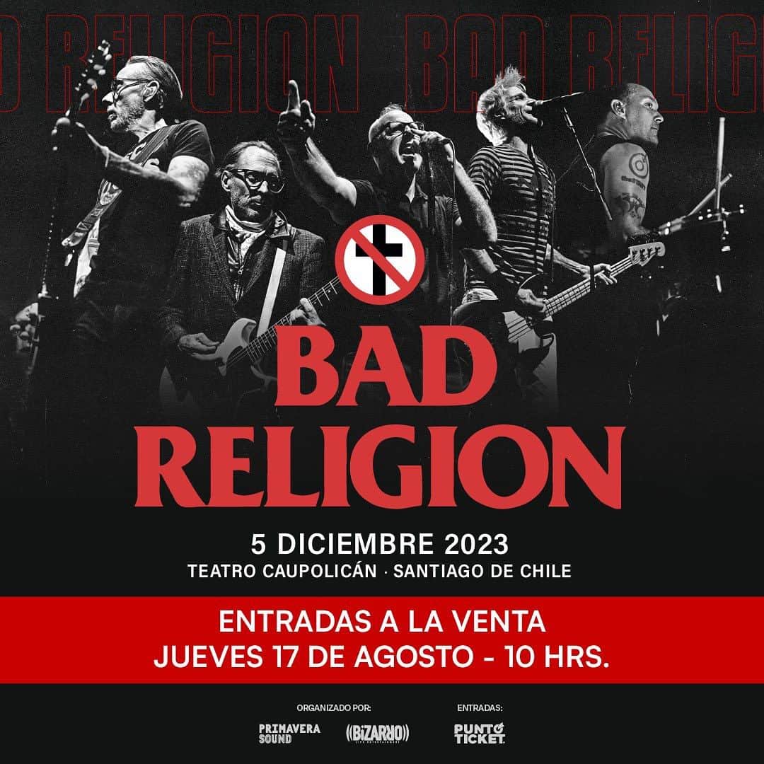 Bad Religionさんのインスタグラム写真 - (Bad ReligionInstagram)「🚨SOLD OUT🚨This is happening! 🔥🔥🔥 #cometochile」8月17日 9時11分 - badreligionband