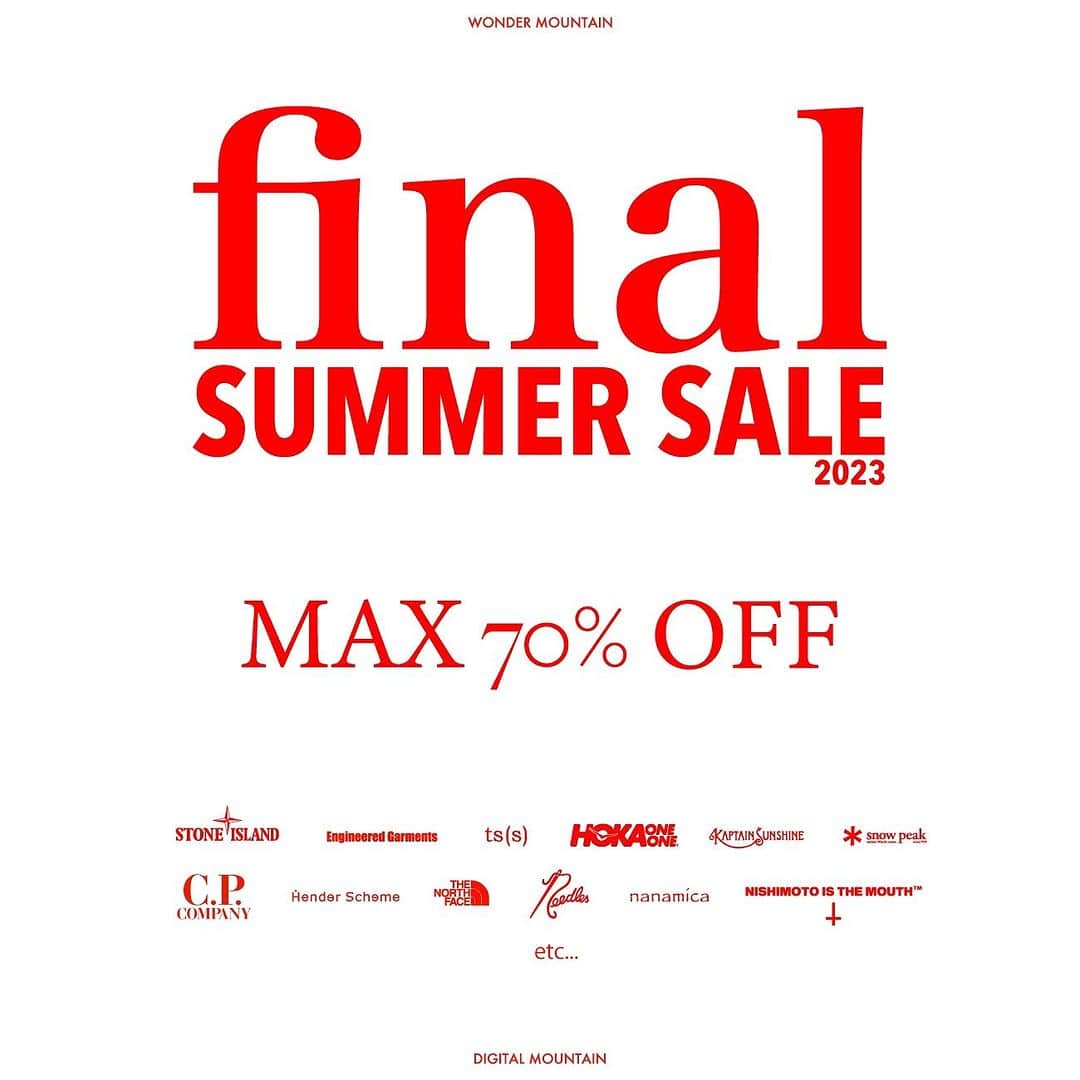 のインスタグラム：「【#2023_SUMMER_SALE】 最大70%OFF！！#FINAL_SUMMER_SALE開催です！ _ 〈online store / @digital_mountain〉 https://www.digital-mountain.net _ 【オンラインストア#DigitalMountain へのご注文】 *24時間受付 *14時までのご注文で即日発送 *1万円以上ご購入で送料無料 tel：084-973-8204 _ We can send your order overseas. Ordering procedure details can be found here. >>http://www.digital-mountain.net/html/page56.html  _ 実店舗：#WonderMountain  〒720-0043  広島県福山市船町2-23 JR 「#福山駅」より徒歩10分 #ワンダーマウンテン #japan #hiroshima #福山 #福山市 #尾道 #倉敷 #鞆の浦 近く _ WOMEN/GOODS： @hacbywondermountain _」