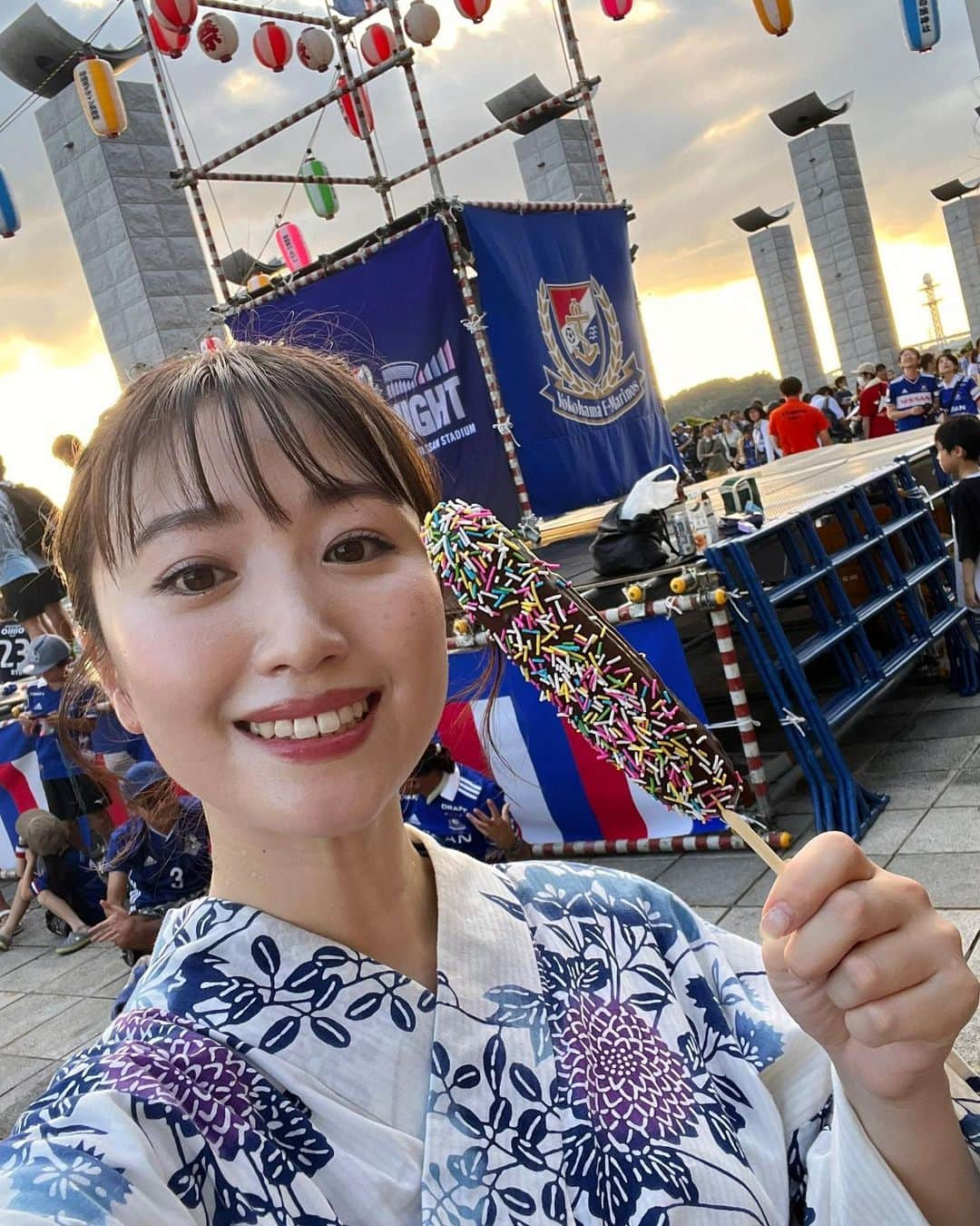 小山愛理のインスタグラム：「⁡ 夏の思い出🌻🍉 今週のFC東京戦もサマーナイトシリーズ 縁日ブース出るよ🎐 ⁡ #fmarinos」