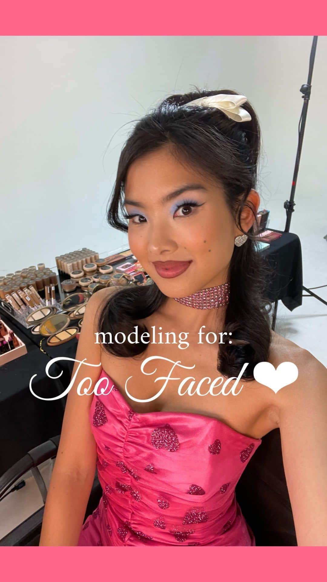 あゆみテレサのインスタグラム：「BTS of my Barbie moment with @toofaced 💖👠🎀」