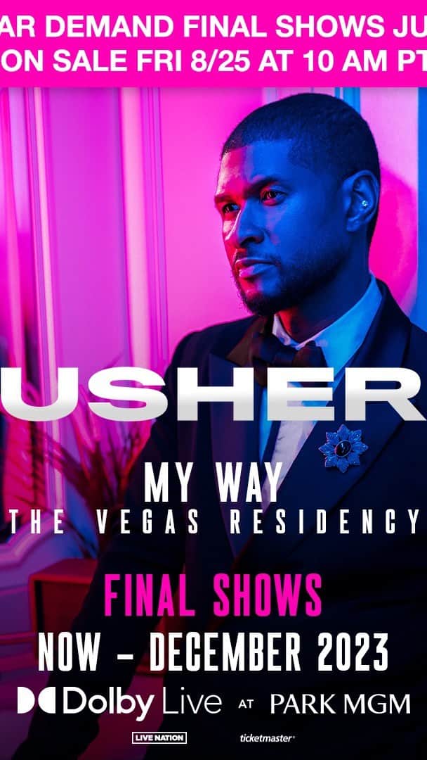 アッシャーのインスタグラム：「Vegas! By popular demand I’ve just added the Final Shows of My Way The Vegas Residency this November & December at Dolby Live at Park MGM! Tickets on sale 10am PT!」