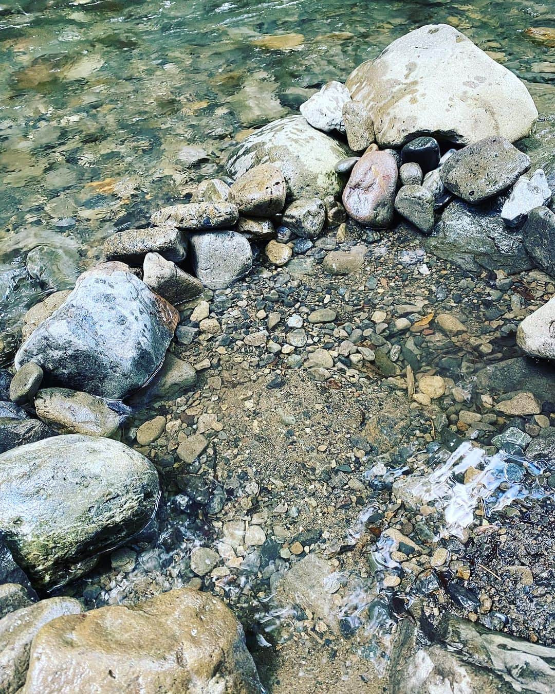 木原さとみさんのインスタグラム写真 - (木原さとみInstagram)「#川遊び　キャキャーと水に入り家族で楽しむ年頃ではなく…とりあえず地味ーに石で堰き止める中学生😅 水が冷たくて、涼しいからよし！！ #涼んでます #秋川渓谷　#石遊び #夏休み」8月17日 18時00分 - satop0704
