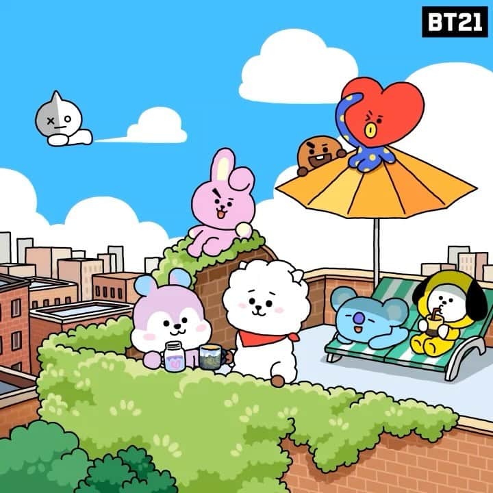 BT21 Stars of tomorrow, UNIVERSTAR!のインスタグラム：「Freetime with besties sounds like: clink clink!🥂  #BT21 #besties #clinkclink #cheers #freetime #together」