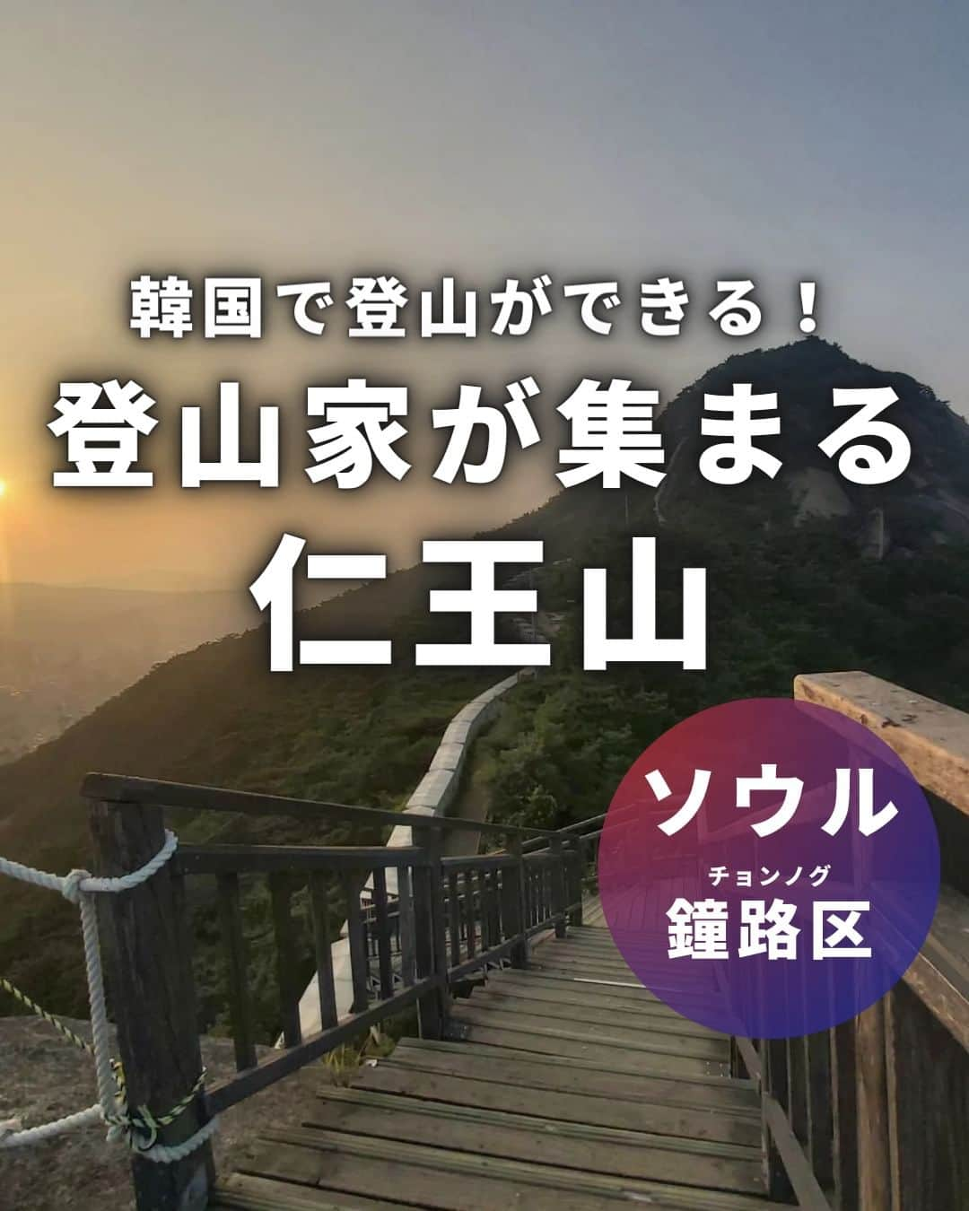 アシアナ航空日本地域公式アカウントさんのインスタグラム写真 - (アシアナ航空日本地域公式アカウントInstagram)「韓国で登山ができる！登山家が集まる仁王山⛰️  ┈┈┈┈┈┈┈┈┈┈ 韓国で登山ができる！仁王山のご紹介です💁🏻‍♀️  ソウル中心部に程近い 景福宮の北西に位置する標高338メートルの 「仁王山(イナサン)」 ハイキング初心者にもおすすめな人気の低山です！  ソウルの自然と景観を満喫するにはピッタリの山。  プチ登山にいかがでしょうか？  📸Thanks @2008sheepdog   ┈┈┈┈┈┈┈┈┈┈   ✈️アシアナ航空日本地域公式アカウント 　　　　@asiana.jp_official  ・知っておきたい韓国旅行情報 ・韓国おすすめスポット ・韓国おすすめグルメ など発信していきます！  ぜひフォローしてください🇰🇷  ┈┈┈┈┈┈┈┈┈┈   #アシアナ航空 #韓国旅行 #韓国 #asiana　#韓国旅行記 #韓国旅行計画中 #韓国旅行情報 #韓国旅行🇰🇷 #韓国行きたい #仁王山 #イナンサン ＃ソウル城郭　#韓国登山 ＃ソウル登山」8月17日 19時00分 - asiana.jp_official