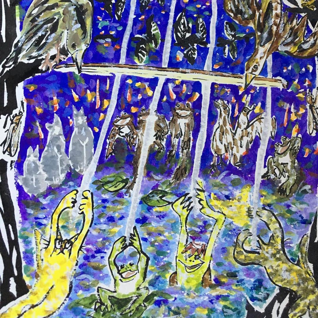 ナガイケジョーさんのインスタグラム写真 - (ナガイケジョーInstagram)「4本の弦を鳴らす森。  #墨 #水彩画」8月17日 22時37分 - joenagaike