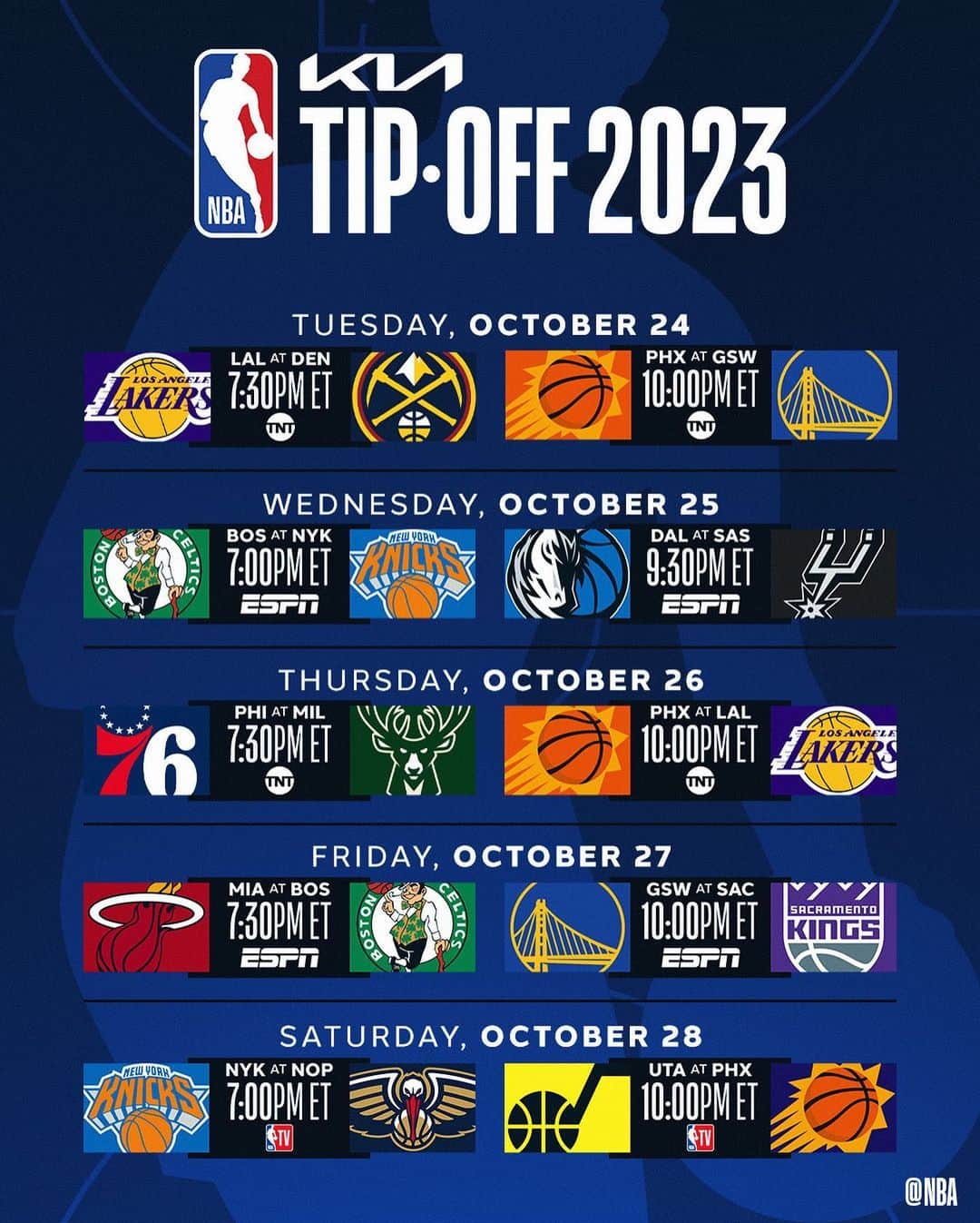 NBAさんのインスタグラム写真 - (NBAInstagram)「Save the date! 📆  The 2023-24 regular season tips off on Tuesday, October 24. #KiaTipOff23  <link in bio for more info>」8月18日 4時20分 - nba