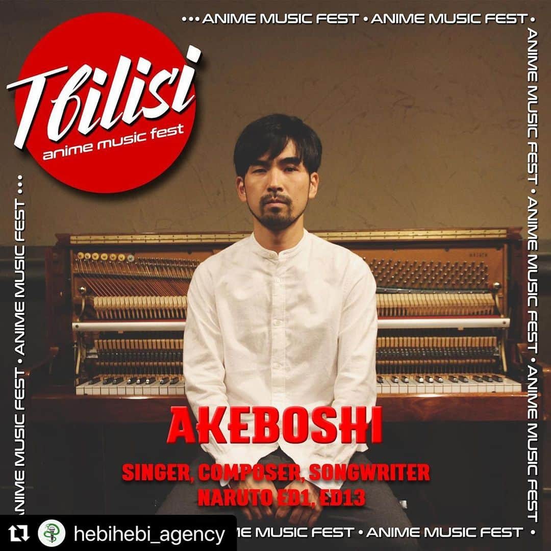 Akeboshiさんのインスタグラム写真 - (AkeboshiInstagram)「I look forward to meeting everyone involved in this, in Georgia. Many thanks.  #Repost @hebihebi_agency with @use.repost ・・・ Tbilisi Anime Music Fest headliner - Akeboshi @akeboshi_  If you watched Naruto, you definitely know his songs, because they are one of the most memorable endings of this anime (ED1 - WInd & ED13 - Yellow Moon)! September 3rd Place: Elektrowerk (2 Beri Gabriel Salosi I Turn) Ticket sale starts next week!~ Please check our page for updates!  For the first time in Georgia and Tbilisi, true legend of anime music Yoshio Akeboshi, more commonly known as Akeboshi, Japanese folk singer-songwriter and composer.  In addition to his music he also composing the background and theme music of japanese movies such as "The Postman from Nagasaki", “All Around Us” and “Three Stories of Love”, “LYING TO MOM”, “Day After Day, he has also written countless commercial songs for companies such as Shiseido, Tokyo Gas, ANA, Toyota, Panasonic, Sapporo Beer, ZWEI, Canon, KOSE, SONY, UNIQLO, and LOWRYS FARM.」8月18日 9時37分 - akeboshi_