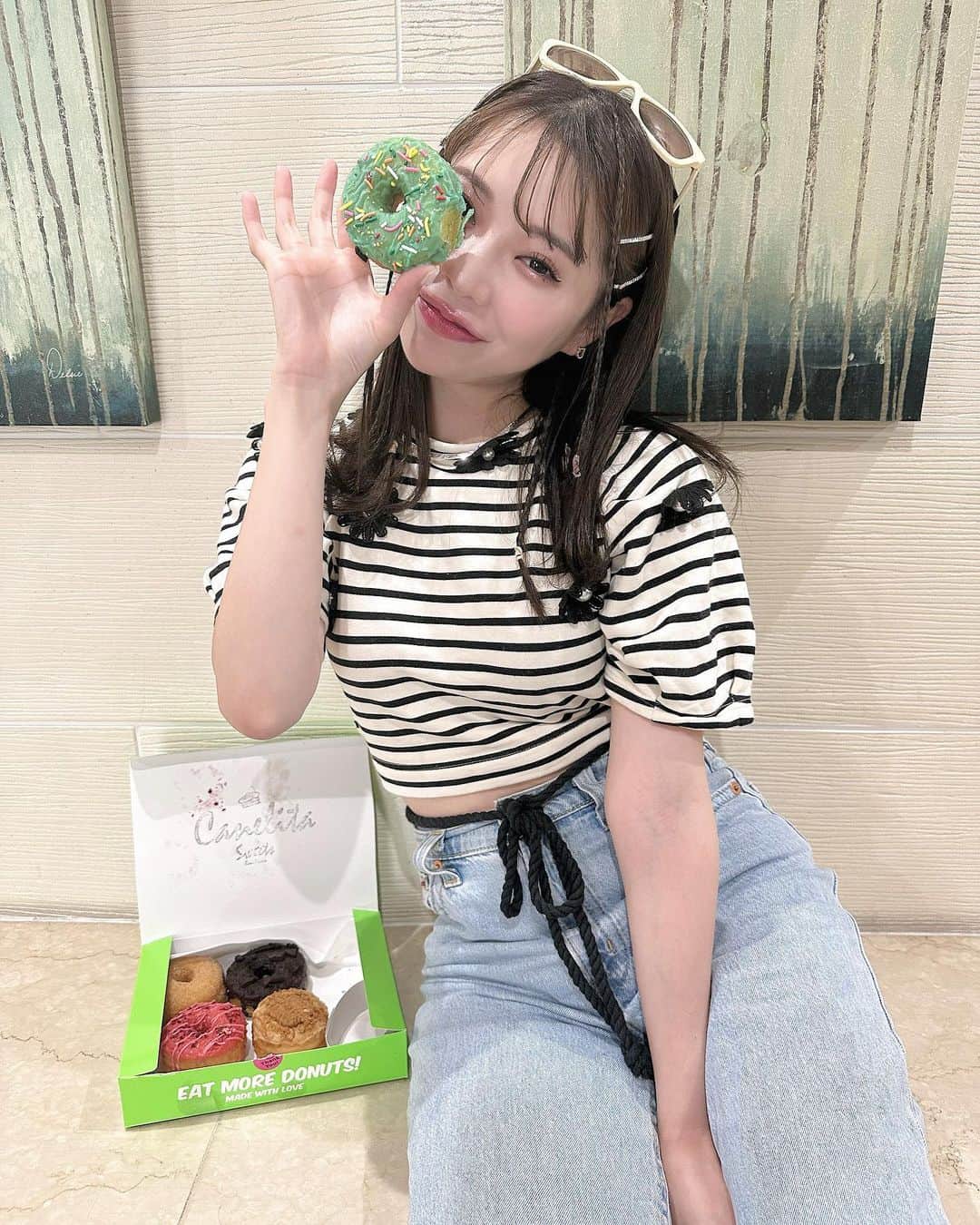 林田沙綾のインスタグラム：「ビーガンドーナッツ🍩 まるいものがだいすき〜🍩🍩🍩」