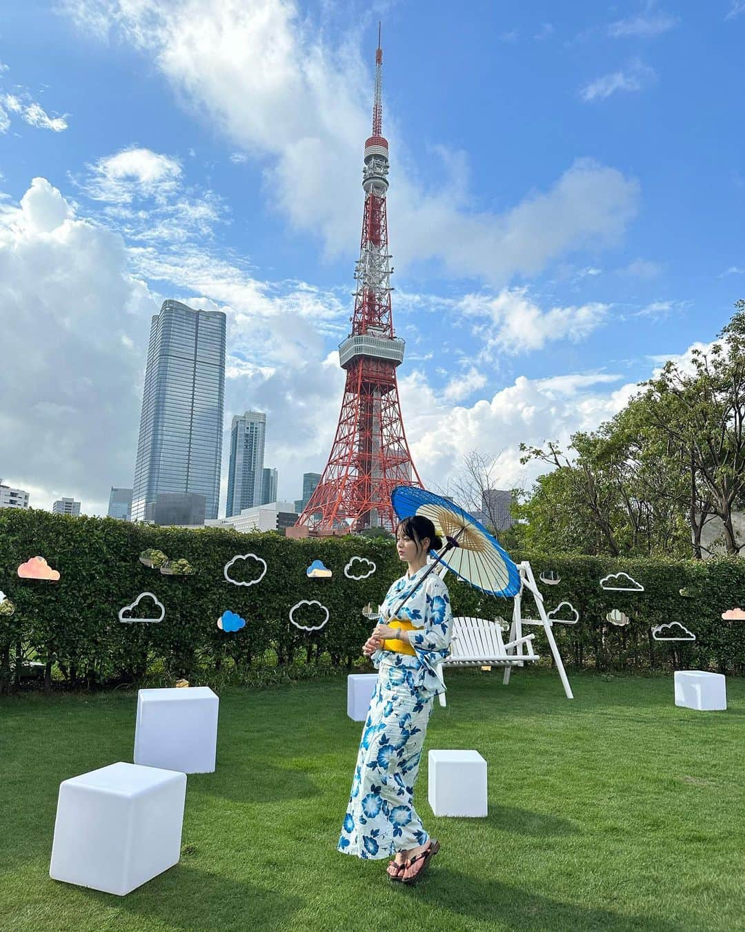 園田あいかのインスタグラム：「@ntvzip 🤲🏻🗼💙🩵  #スズムシカフェ」