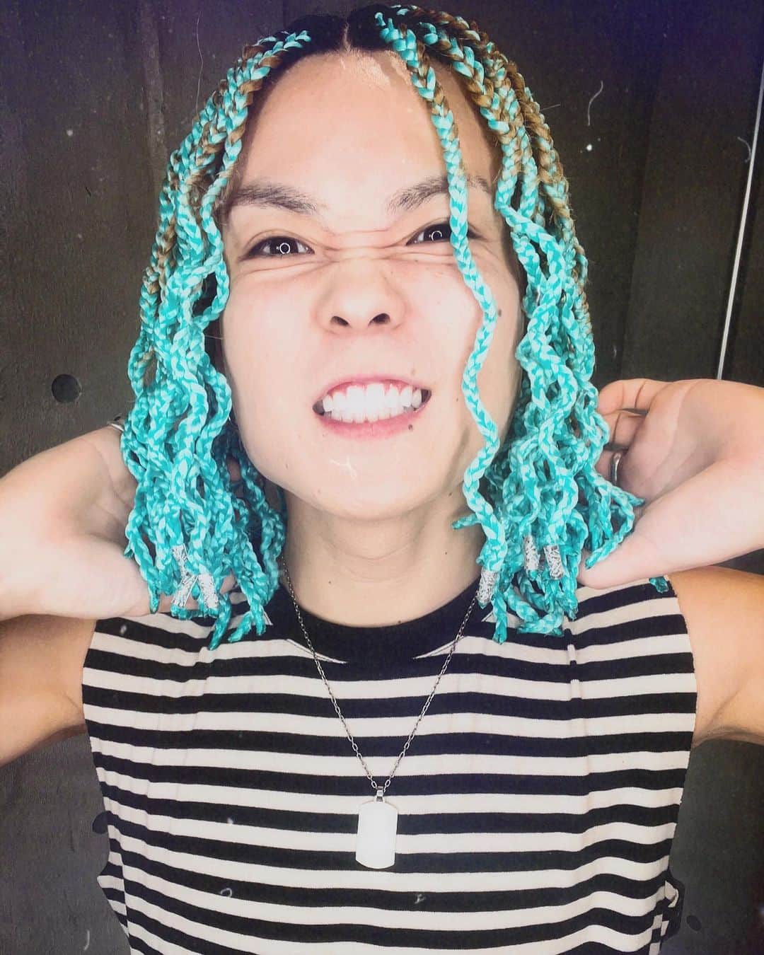 Tatsuya Amanoのインスタグラム：「Braid style with light blue🧊🧊🧊  Thank you @yukkexstyle  Your craftsmanship is excellent!  涼しげな水色ブレイズにしていただきました🌴 いつもありがとうございます🔥」