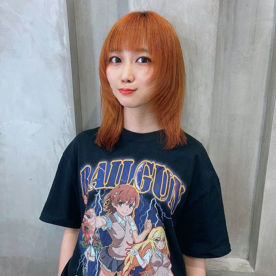 火寺バジル（魔法少女になり隊）のインスタグラム：「シン・アスカヘア🧡 御坂美琴来てきちゃったけど  . . . . #haircolor #newme #japaneserock #japanesegirl #ヘアカラー　#オレンジヘアー #とある科学の超電磁砲」