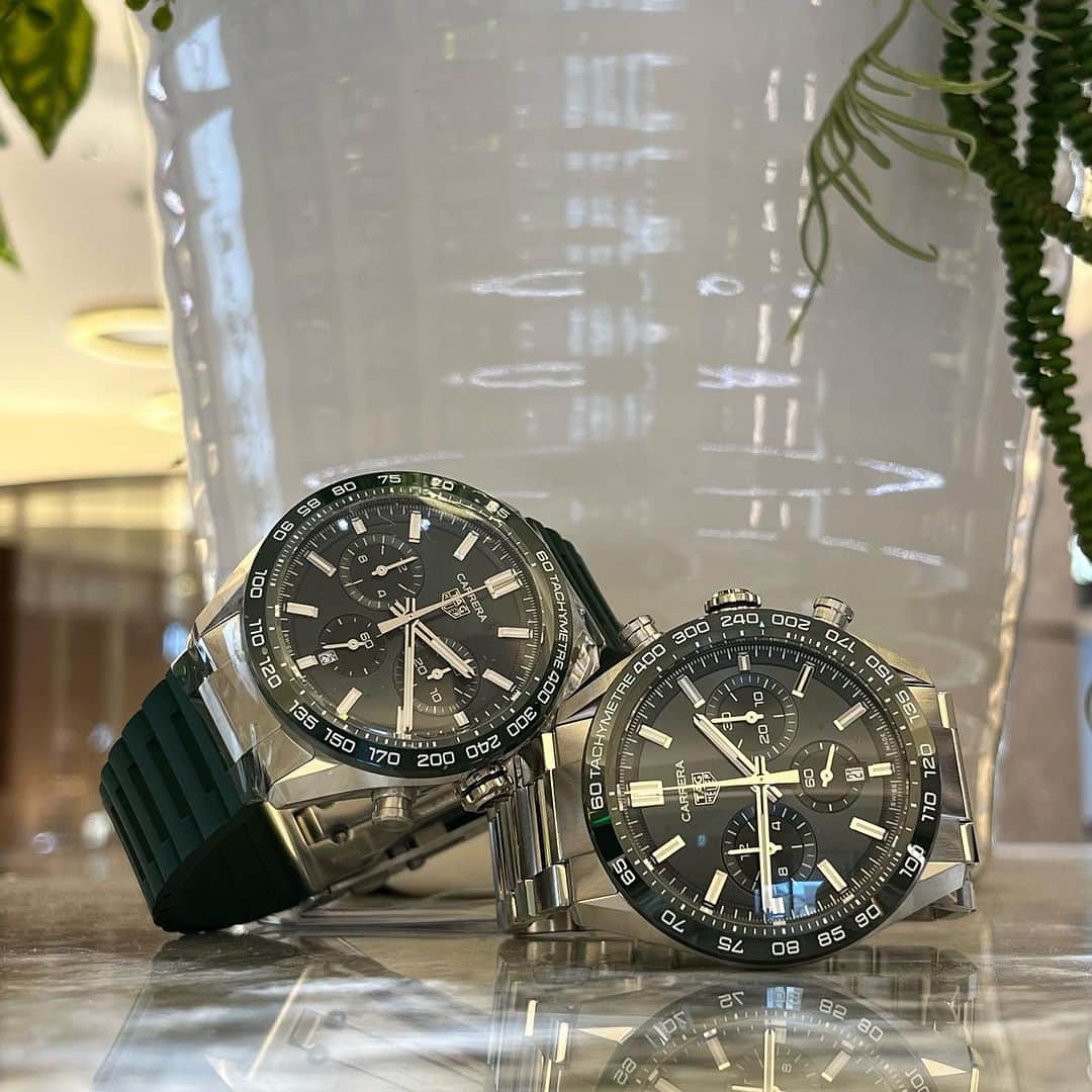 のインスタグラム：「.  【TAGHEUER】  💫2023年新作💫  商品名 – タグ•ホイヤーカレラ 品番 –  CBN2A1N.FT6238 ムーブメント – 自動巻クロノグラフ ケース素材 – スティール&セラミック サイズ – 44mm 防水 – 100m  商品詳細については、メールor電話にて お気軽にお問い合わせ下さいませ🍃  #時計#福井#時計専門店#時計おすすめ#成人祝い#結納#結納返し#還暦祝い#腕時計#時計好き#腕時計コーデ#時計コレクション#ジュエリーパリ#ジュエリー#ウォッチ#カルティエ#IWC#フランクミュラー#タグホイヤー#シャネル#ゼニス#グランドセイコー#サントス#watch#jewelry#JewelryPARIS#fukui#TAGHEUER」