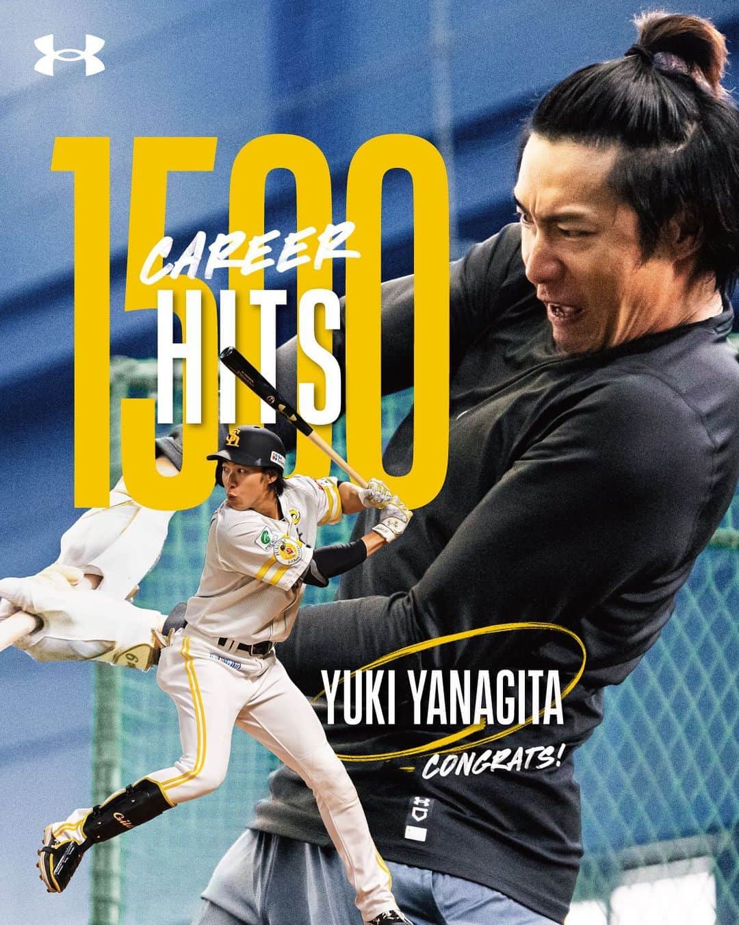 柳田悠岐のインスタグラム：「. 【CONGRATULATIONS】 1,500 CAREER HITS  柳田悠岐｜@gita19881009   #TeamUA #アンダーアーマー」