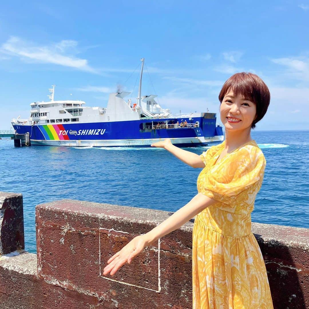 村井美樹さんのインスタグラム写真 - (村井美樹Instagram)「明日8月19日（土）BS12 17:00〜  NEXT TRIP #黄金KAIDO 静岡編 に出演します☺️  #徳川家康 ゆかりの金山をつなぐ歴史の道・黄金KAIDO（海道&街道）を葵の御紋帳を持って巡る旅。  静岡→山梨→長野→新潟 の中央日本四県を全4回に渡ってご紹介します。  今回は #静岡 編！  #土肥金山 の坑内を見学して、24億円相当の巨大な金塊に触ったり、砂金取り体験も🤩  #駿河湾フェリー に乗り込んで、かつて金の鉱石が駿府まで運ばれていた同じルートを辿り…⛴️  ランチには　#門前の恵みたいらぎ のレストラン #はなあおい　で大御所御前をいただきます😋  そして、#日本平ロープウェイ で家康公がお祀りされている#久能山東照宮 へ！  海も山も満喫します☺️🌊🏔 ぜひご覧ください✨  #NEXTTRIP #村井美樹  衣装のワンピースは @wildlily_daikanyama  #旅こけし は　#阿保六知秀工人 のみかんこけし🍊」8月18日 23時53分 - miki_murai_