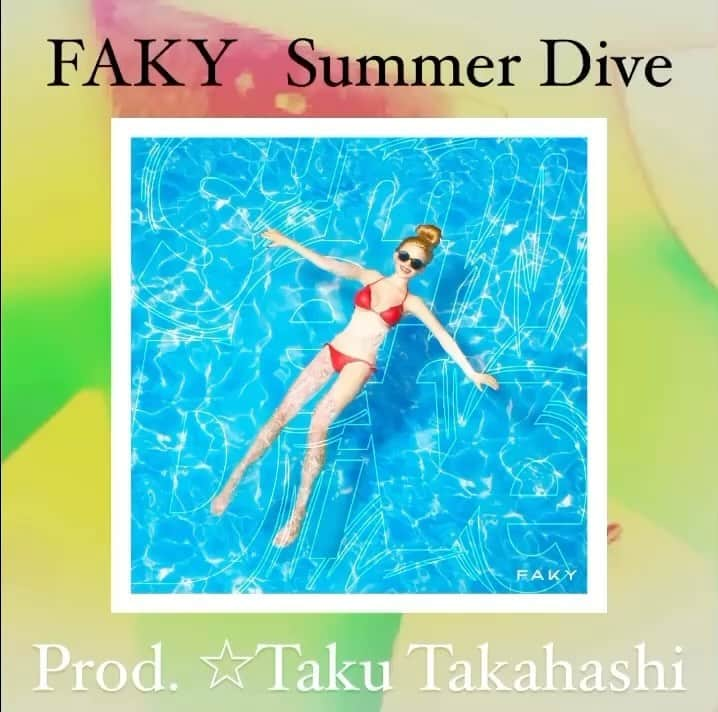 Taku Takahashiのインスタグラム：「FAKY - Summer Dive  プロデュースしました。この曲を作るときいただいたリクエストは「夏！上げ！ハウス！」  Made the track for @fakyjp . It’s a piano house with 90s vibe.  Lots of 90s classic house reference.  色々と試行錯誤していったらこんな感じになりました。今の音圧を出しつつ、懐かしいハウスの音を出せたらなと考えながら90年代ハウスのオマージュをいっぱい入れてます。そのトラックからJazzin Parkの栗原くんがオマージュ的なトップラインメロディを考えてくれてさらに90年代感が出てます。メンバーも歌詞を自分らしい部分を足してくれて、等身大のFAKYさん感が出たと思います。  2番のベースとドラムになるところのグルーヴがすごい好きなんで、是非サブスクやダウンロード販売をチェックしてくれると嬉しいです。」