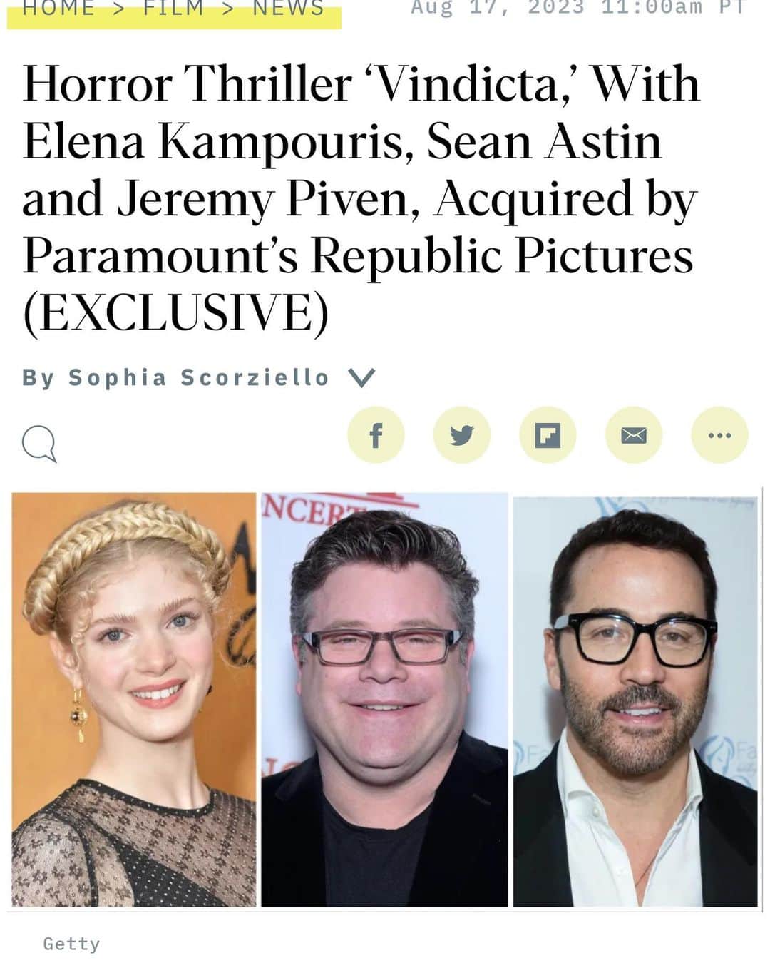 ジェレミー・ピヴェンのインスタグラム：「I’ve never done the genre before… Thoughts on it? This was a great experience with a really cool cast. By the way, I’m just celebrating the process of filmmaking not advertising the film …. Make sense ?」